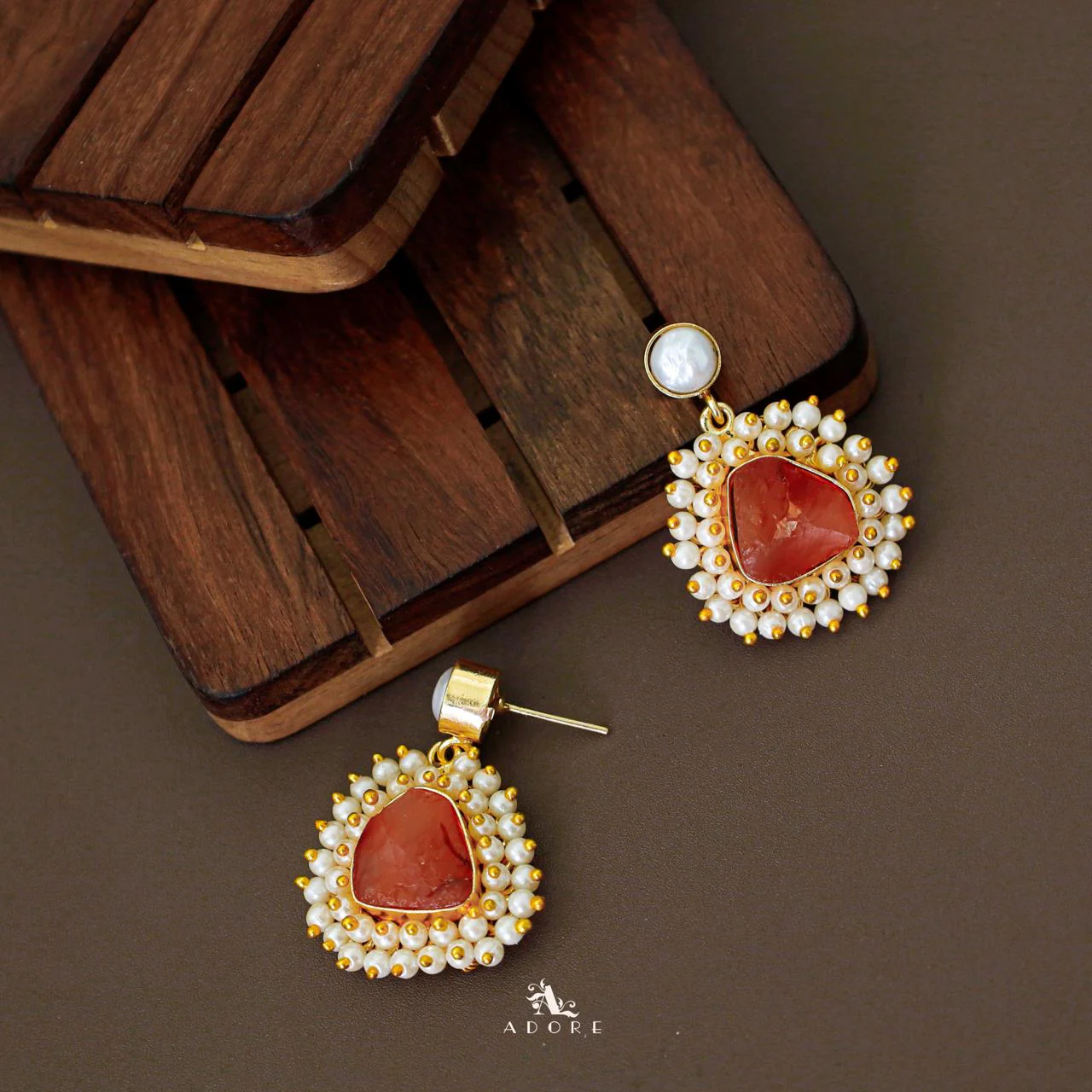 Lydia Raw Stone Pearl Earring - Image 6