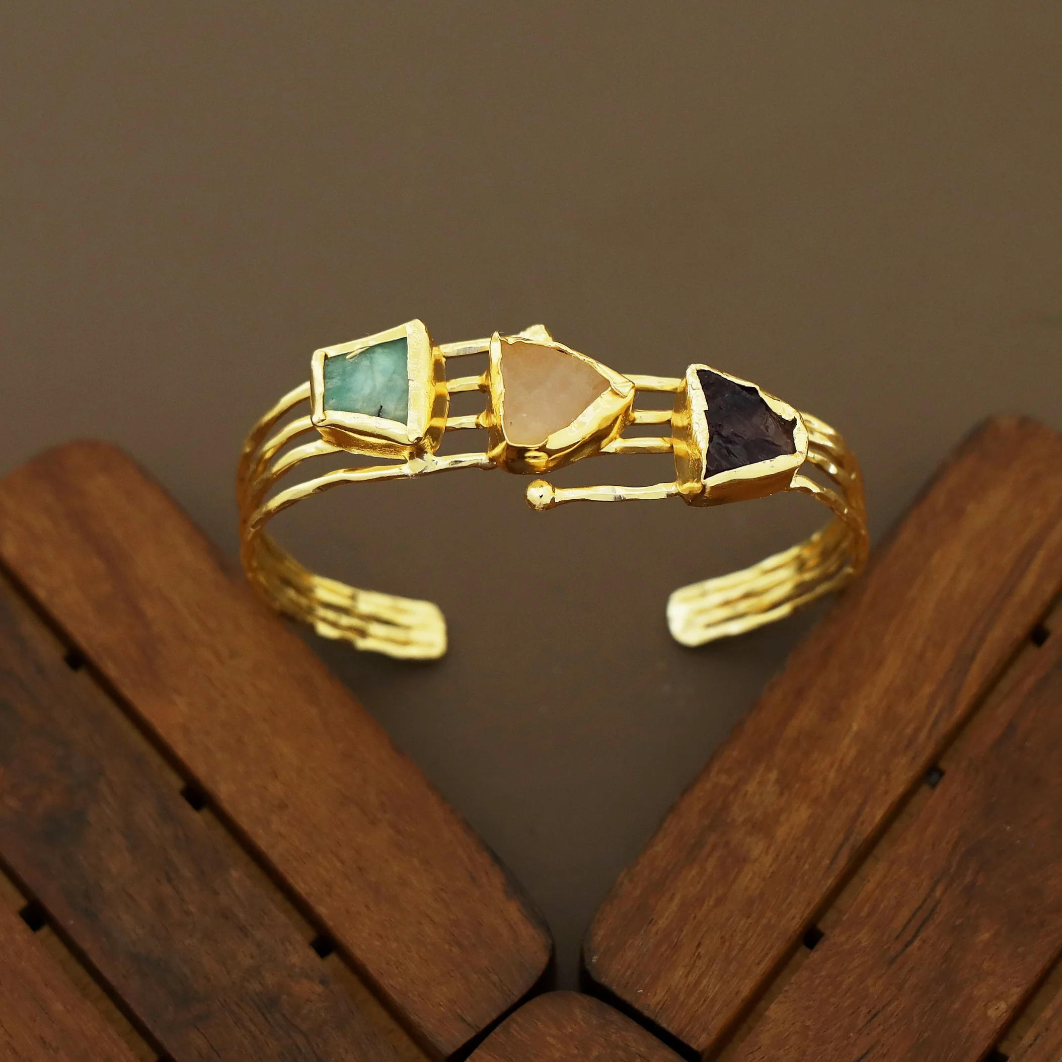 Mable 4 Layer Tri Raw Stone Bangle - Image 10