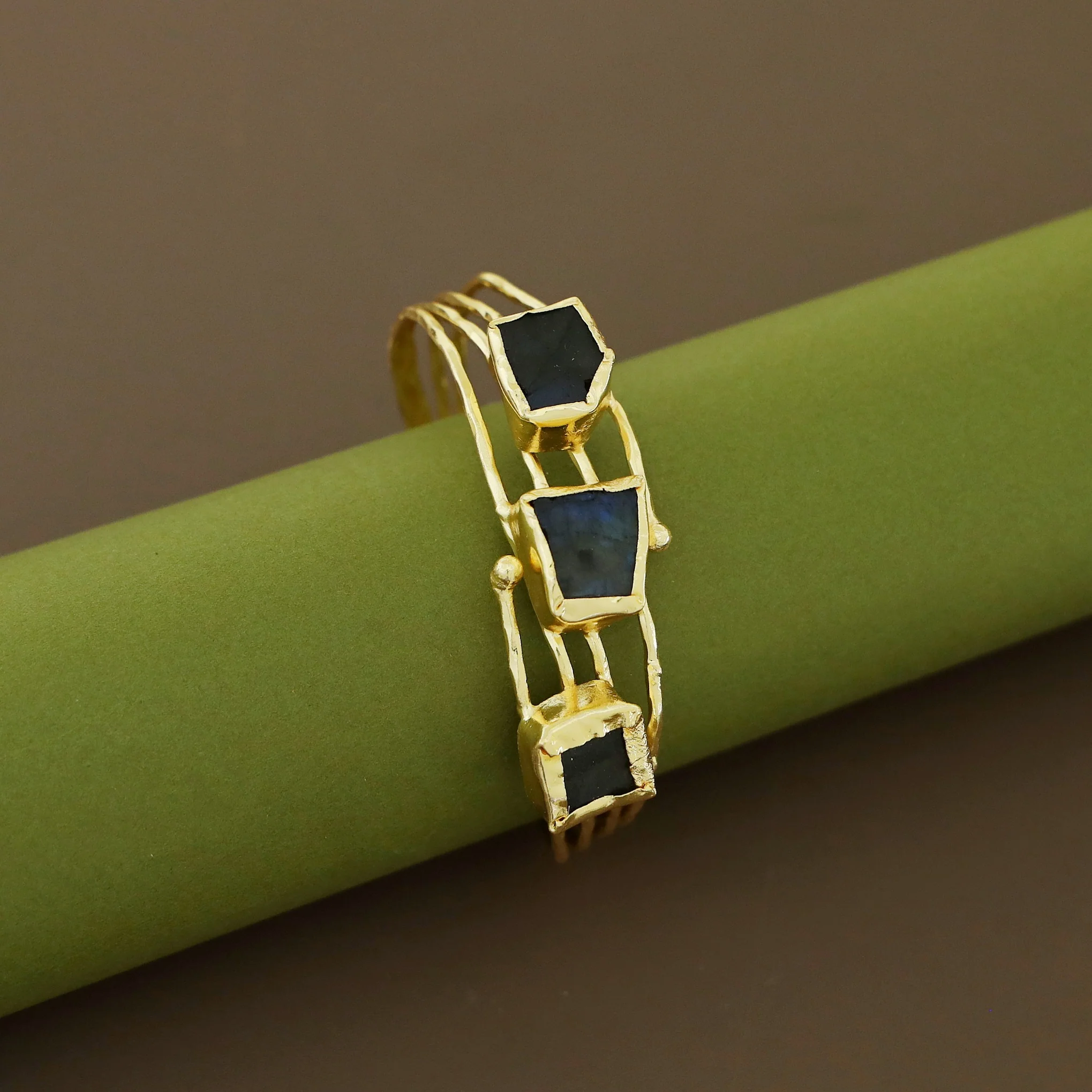 Mable 4 Layer Tri Raw Stone Bangle - Image 2