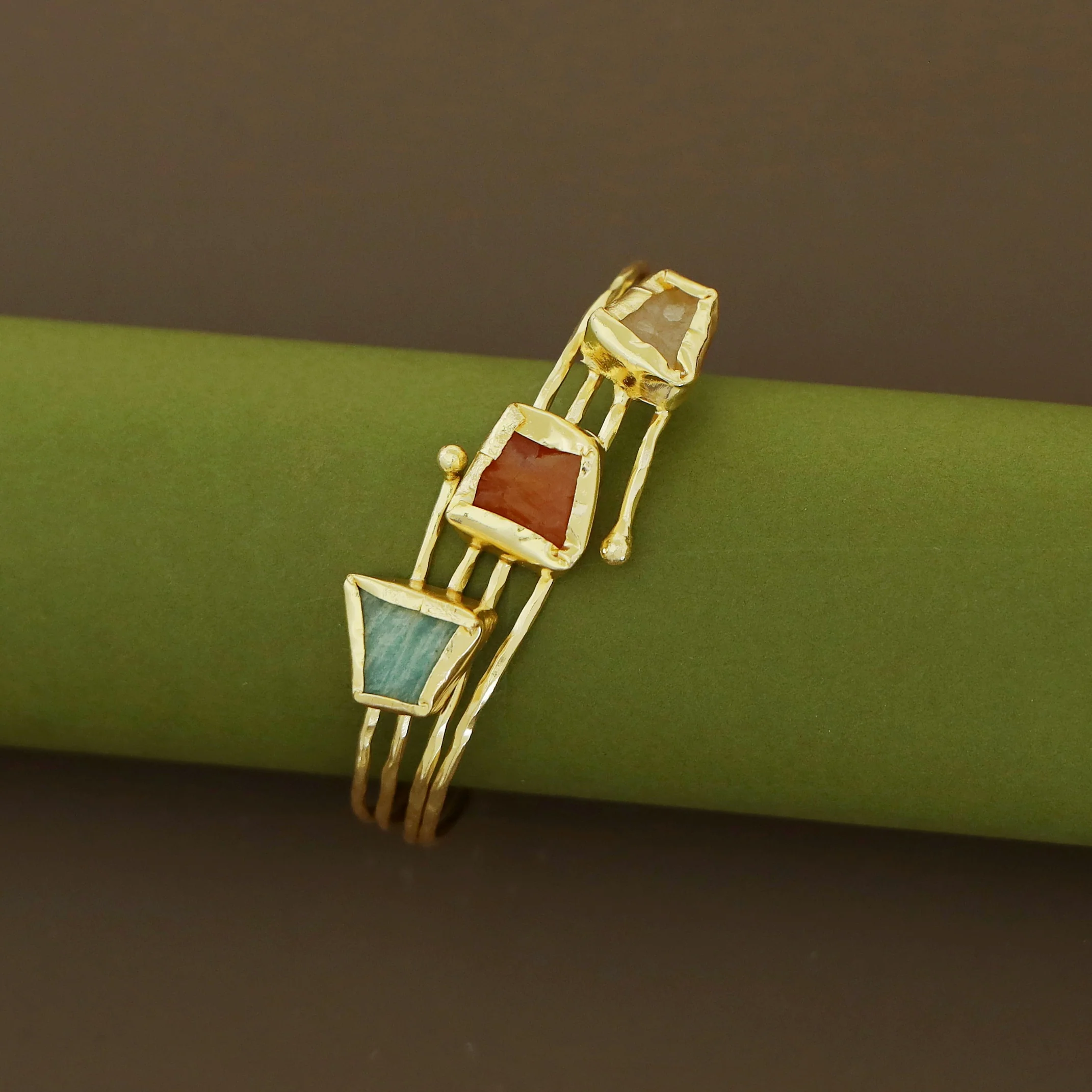 Mable 4 Layer Tri Raw Stone Bangle - Image 4