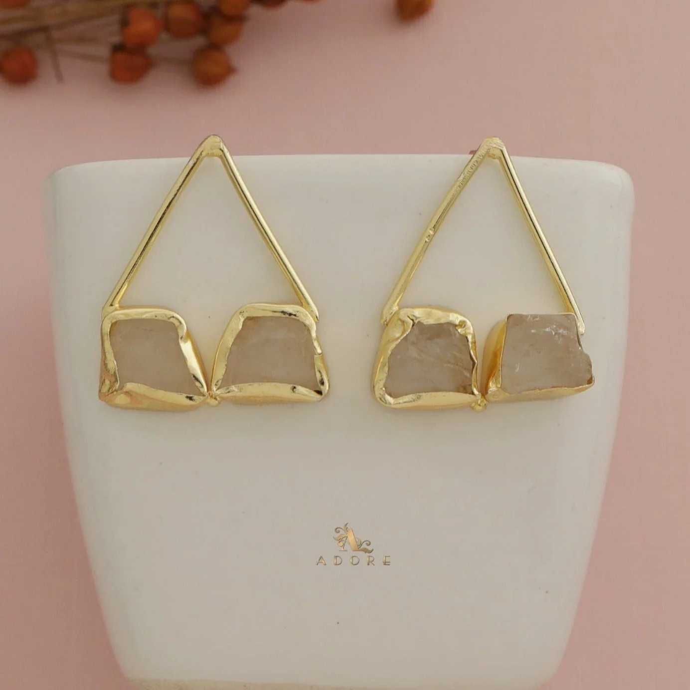 Mablika Triangle Dual Raw Stone Earring - Image 11