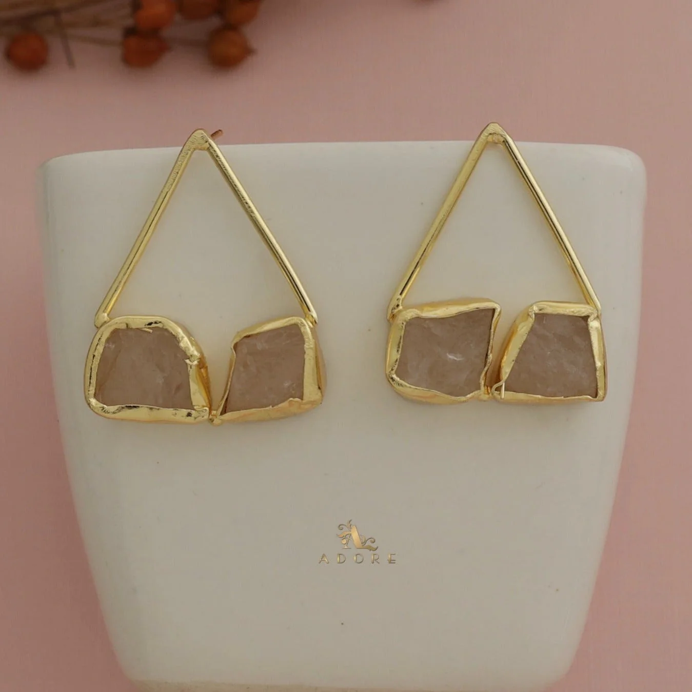 Mablika Triangle Dual Raw Stone Earring - Image 2