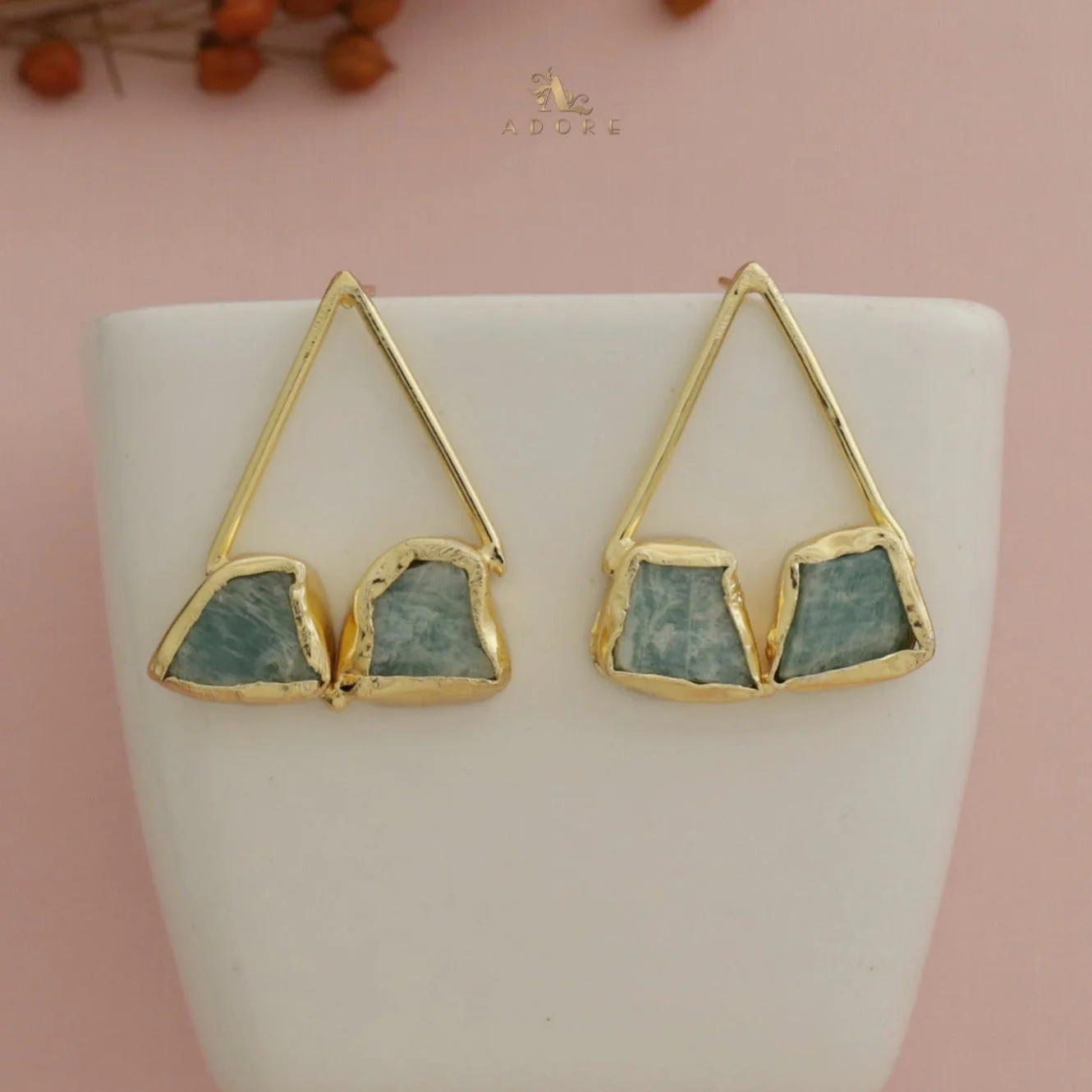 Mablika Triangle Dual Raw Stone Earring - Image 4