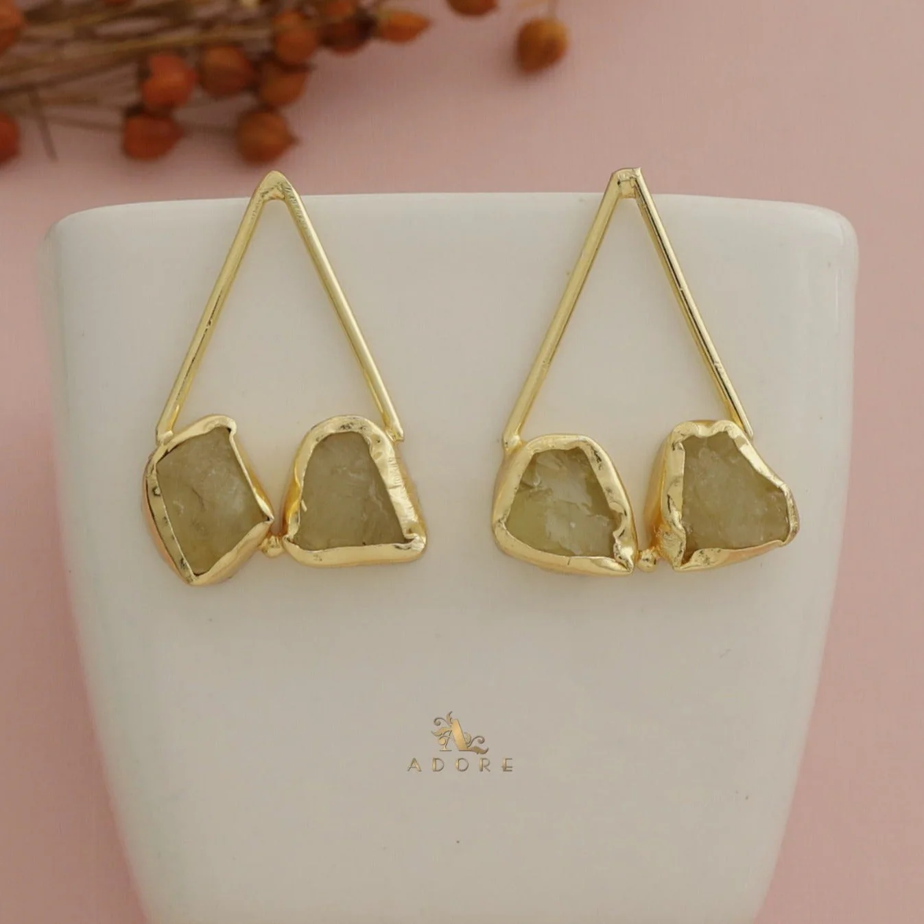 Mablika Triangle Dual Raw Stone Earring - Image 7