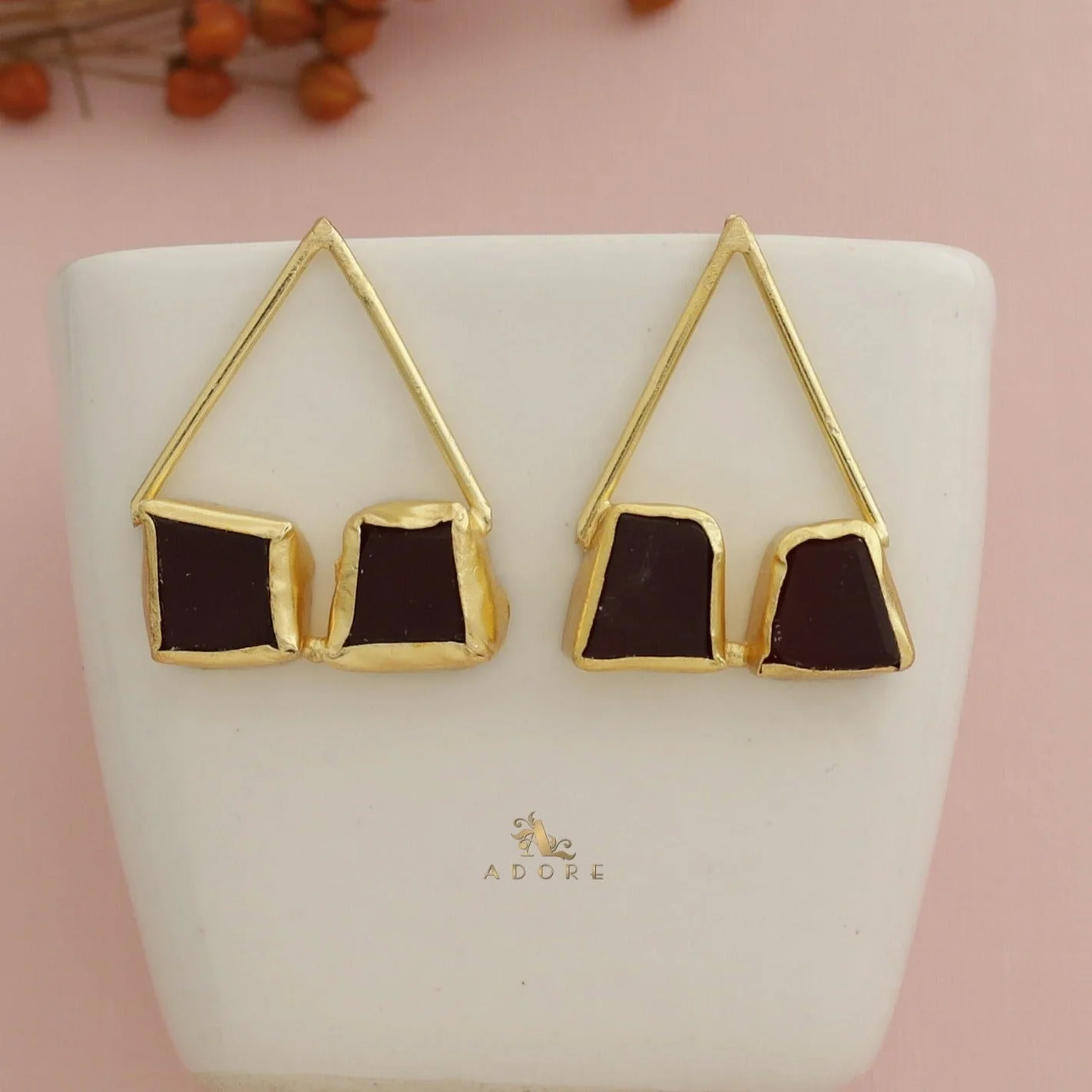 Mablika Triangle Dual Raw Stone Earring - Image 9