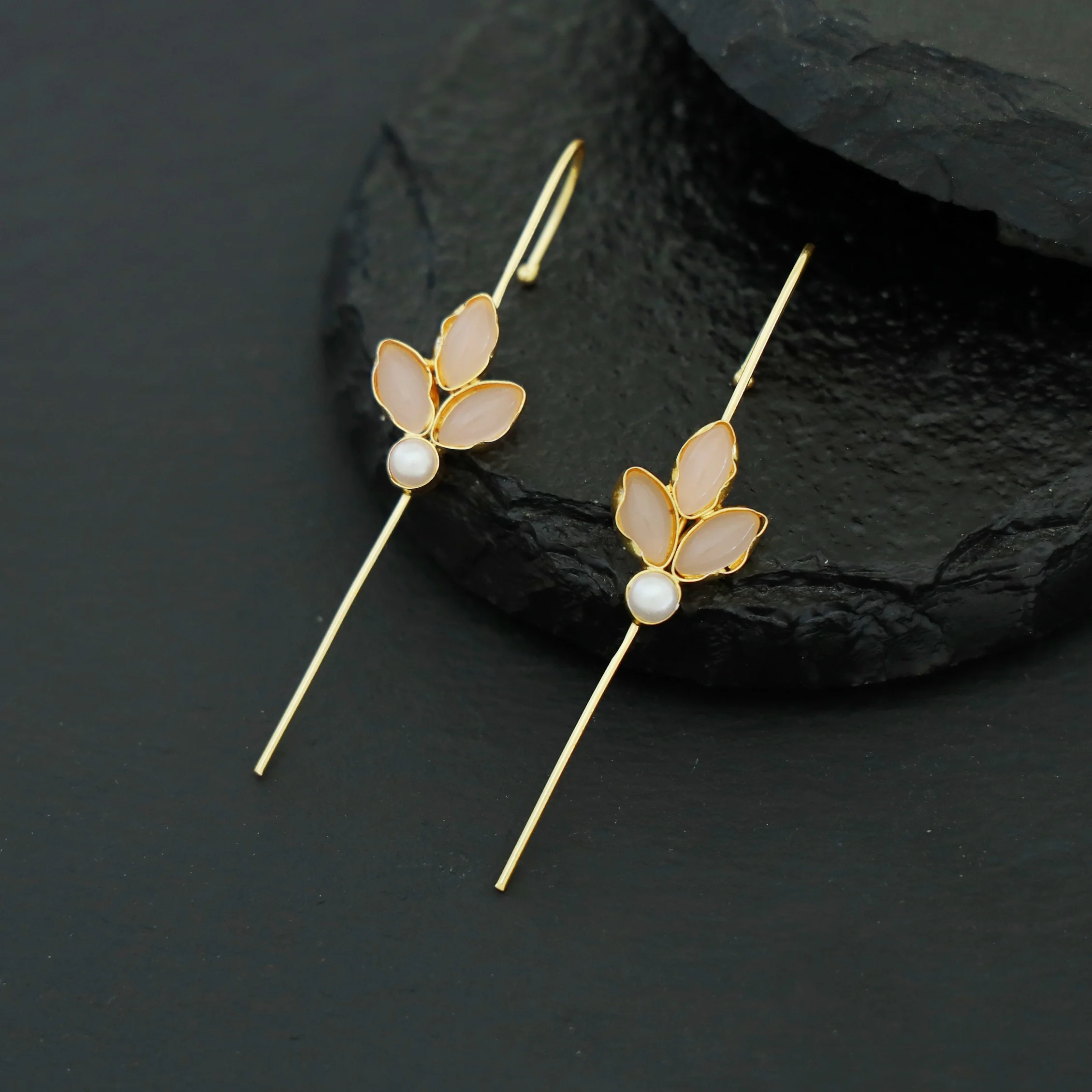 Madhukasa Tri Leaf Pearl Ear-Cuff (Set Of 2) - Image 3