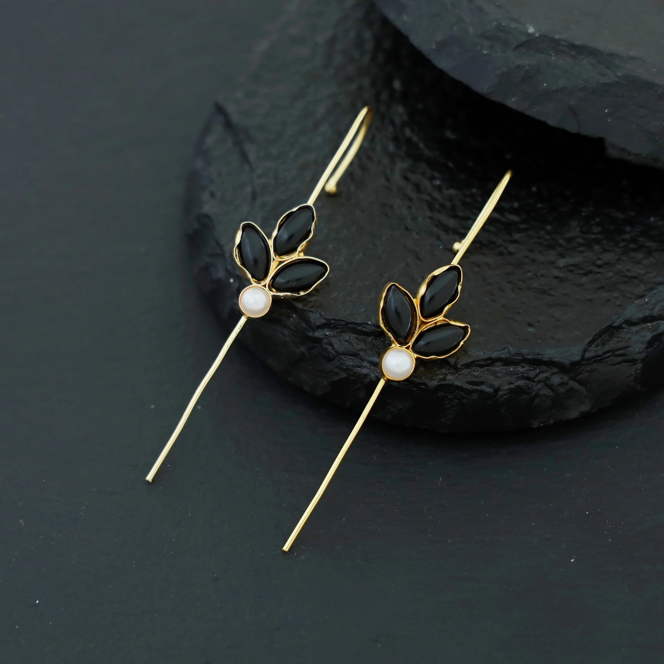 Madhukasa Tri Leaf Pearl Ear-Cuff (Set Of 2) - Image 4