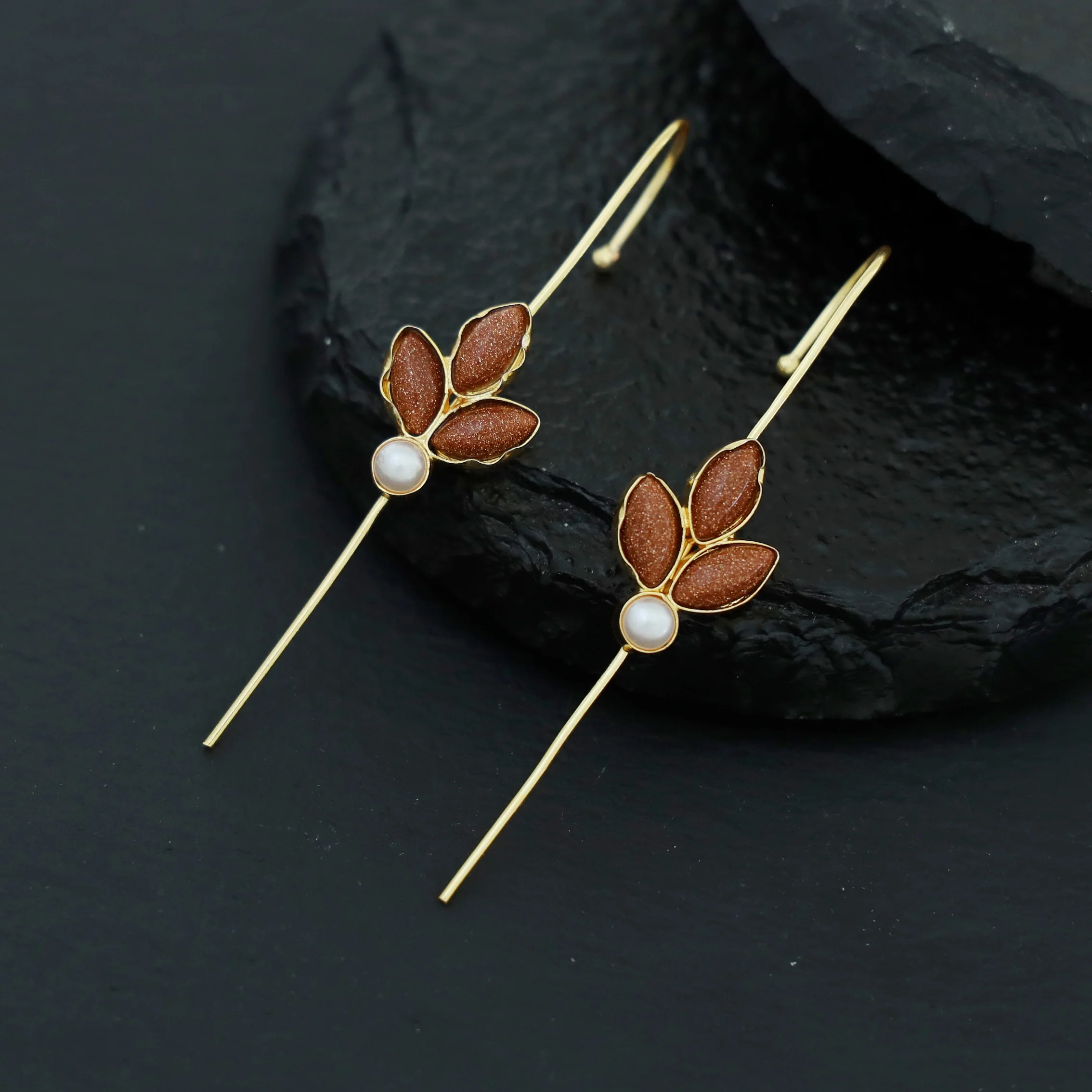 Madhukasa Tri Leaf Pearl Ear-Cuff (Set Of 2) - Image 5
