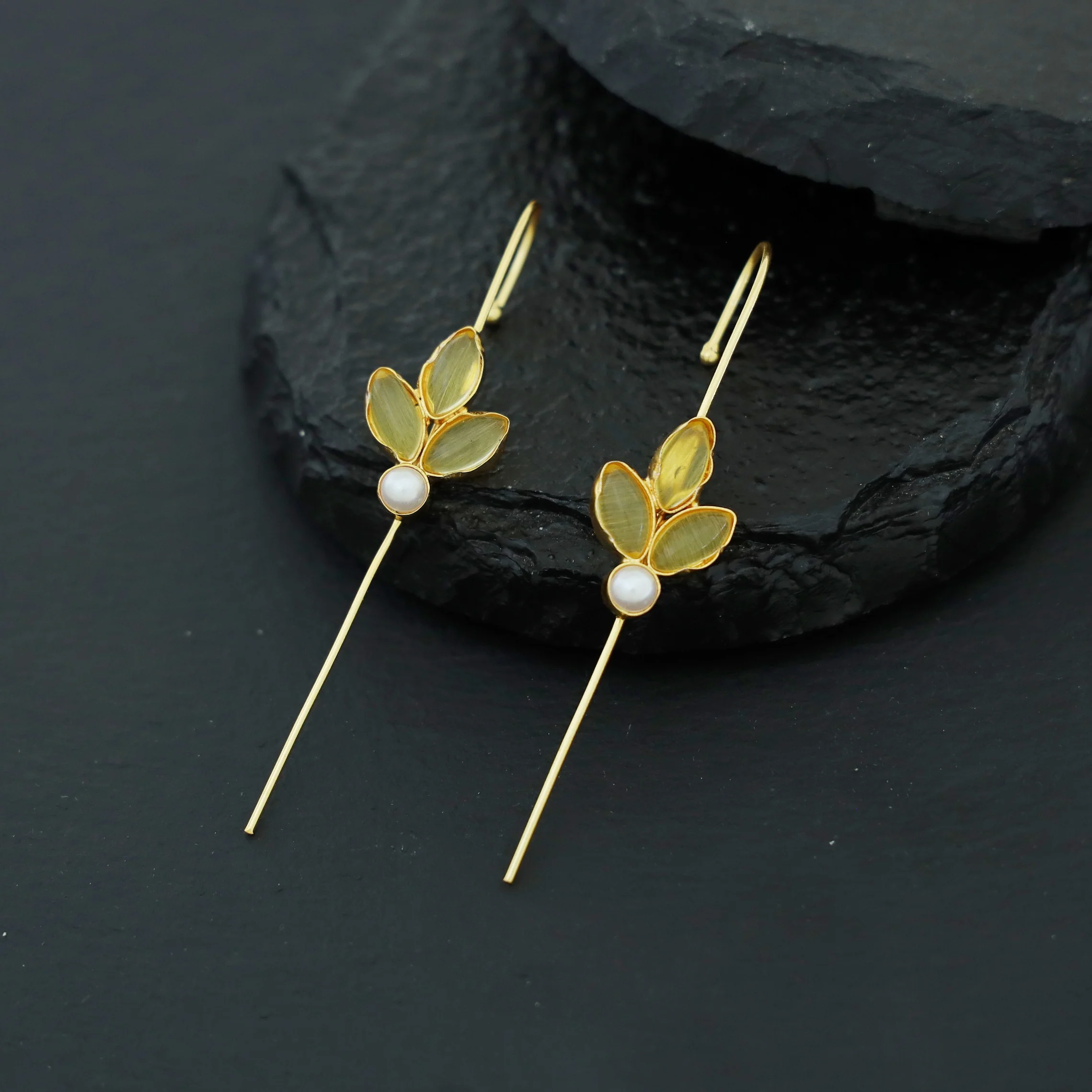 Madhukasa Tri Leaf Pearl Ear-Cuff (Set Of 2) - Image 6