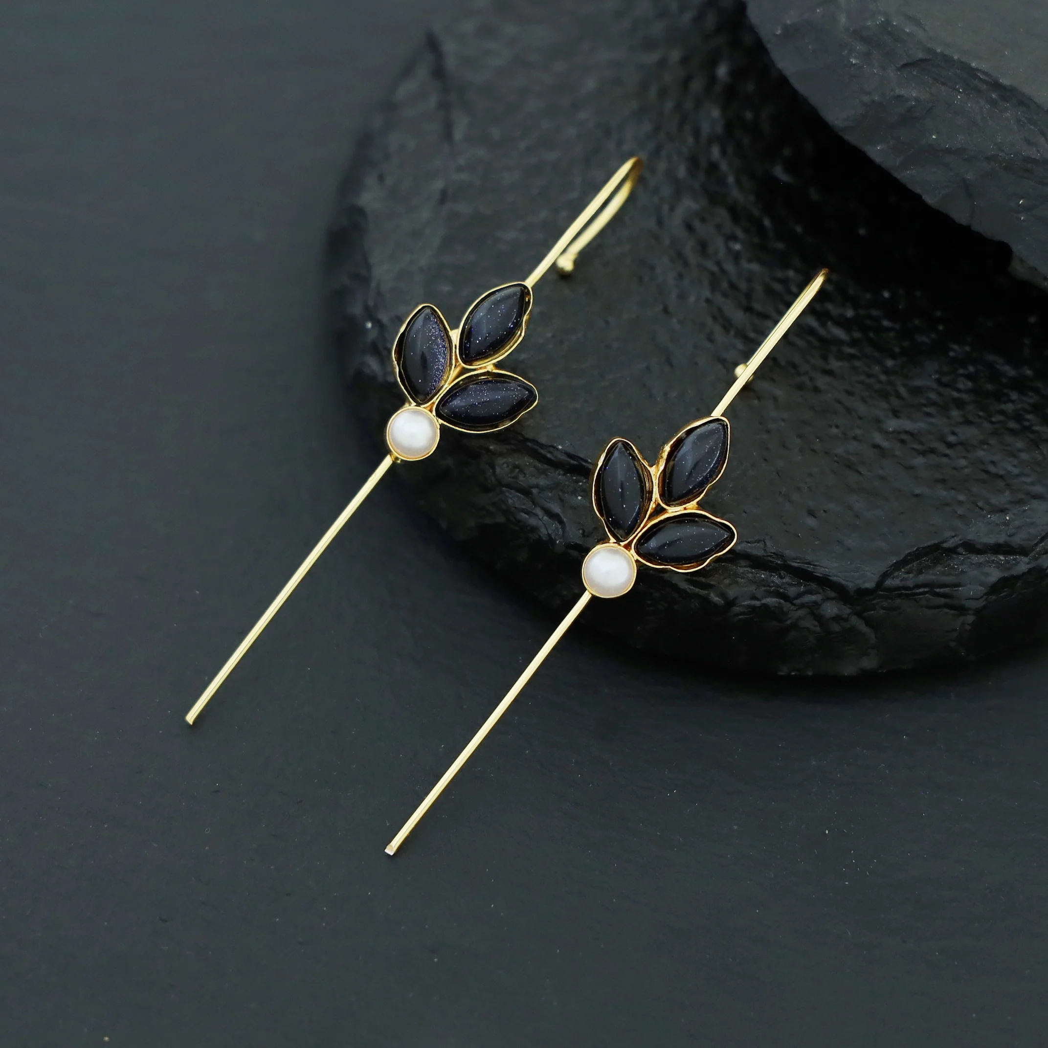Madhukasa Tri Leaf Pearl Ear-Cuff (Set Of 2) - Image 7