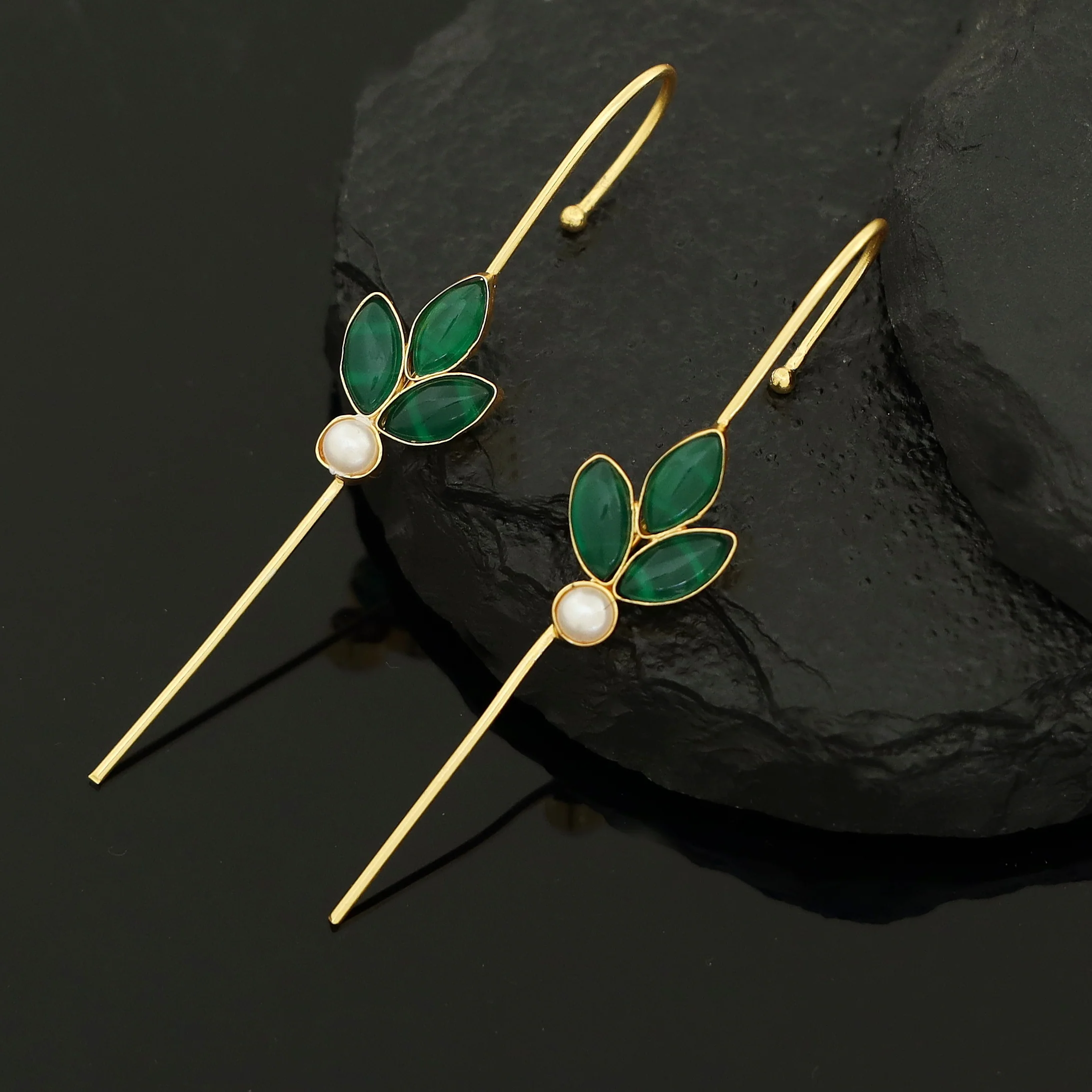 Madhukasa Tri Leaf Pearl Ear-Cuff (Set Of 2) - Image 8