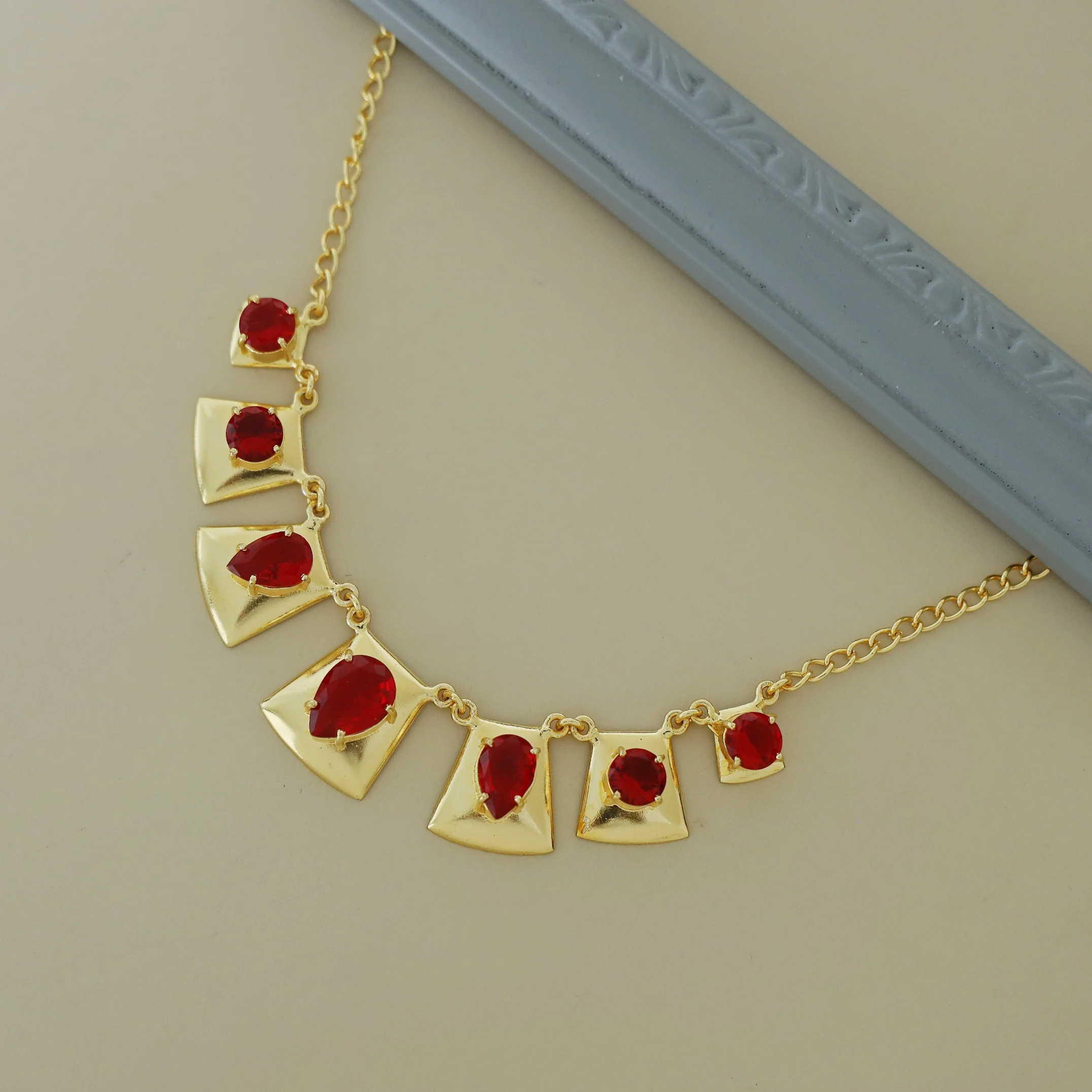 Madrigal Golden Glossy Neckpiece - Image 6