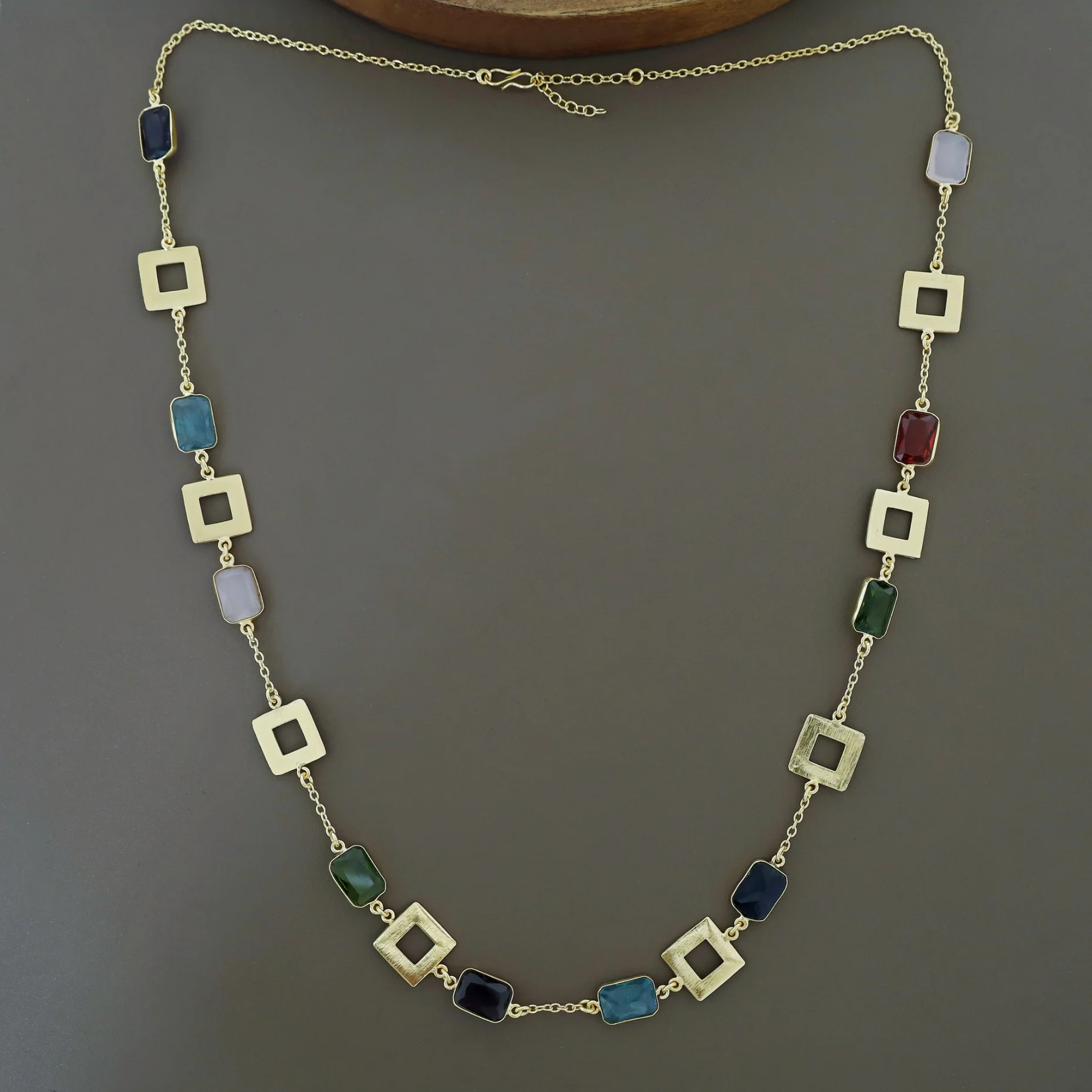 Melena Glossy Rectangle Long Neckpiece - Image 10