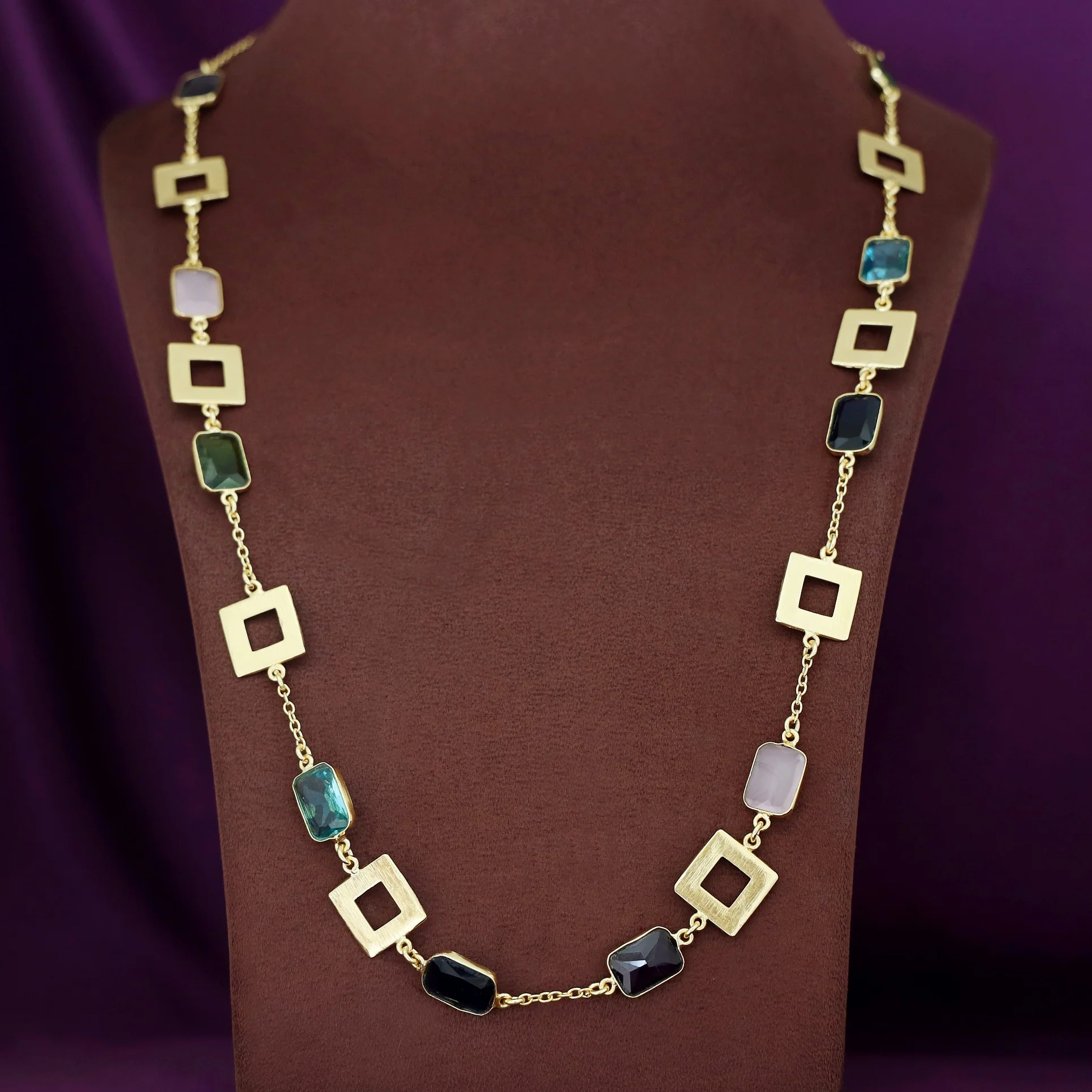 Melena Glossy Rectangle Long Neckpiece - Image 11