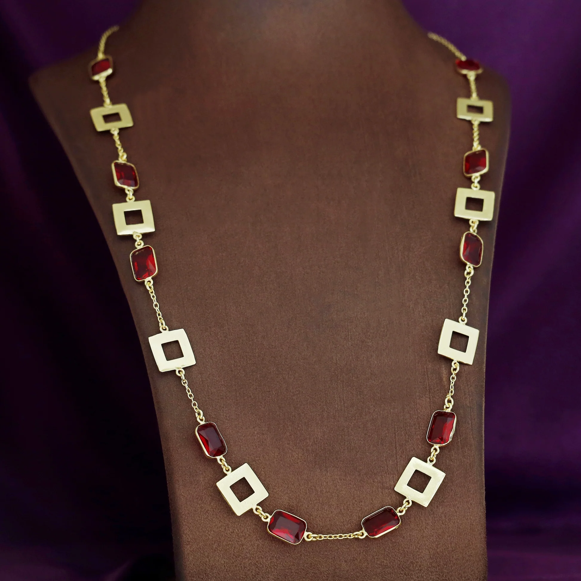 Melena Glossy Rectangle Long Neckpiece - Image 2