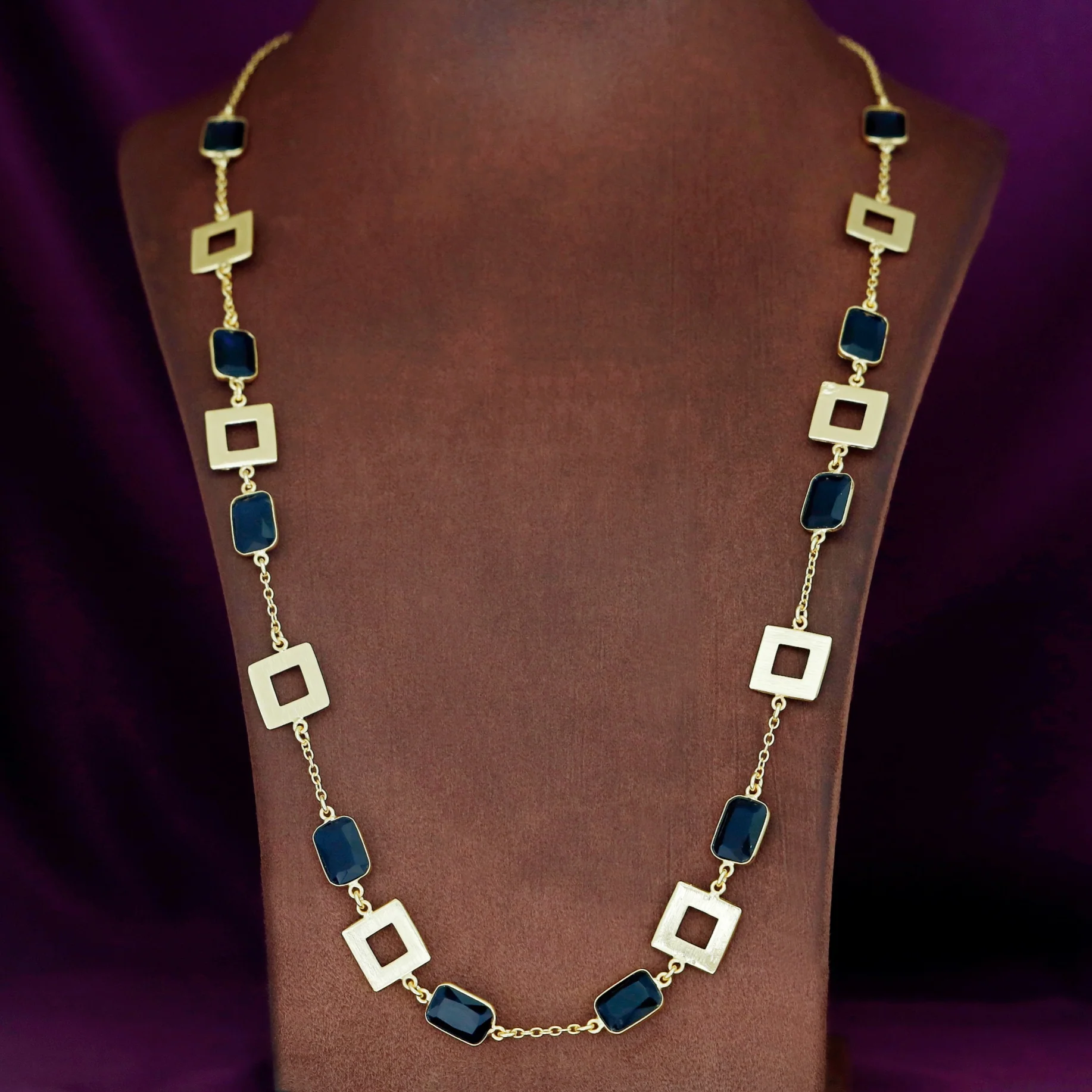 Melena Glossy Rectangle Long Neckpiece - Image 3