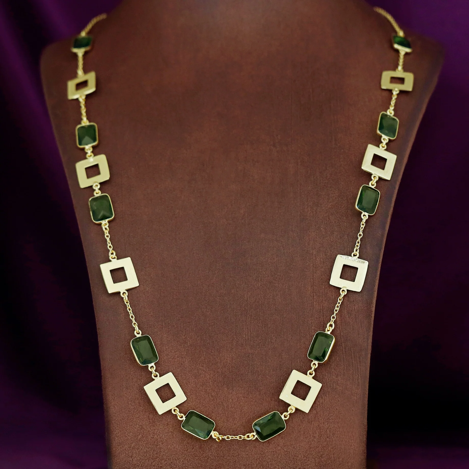 Melena Glossy Rectangle Long Neckpiece - Image 4