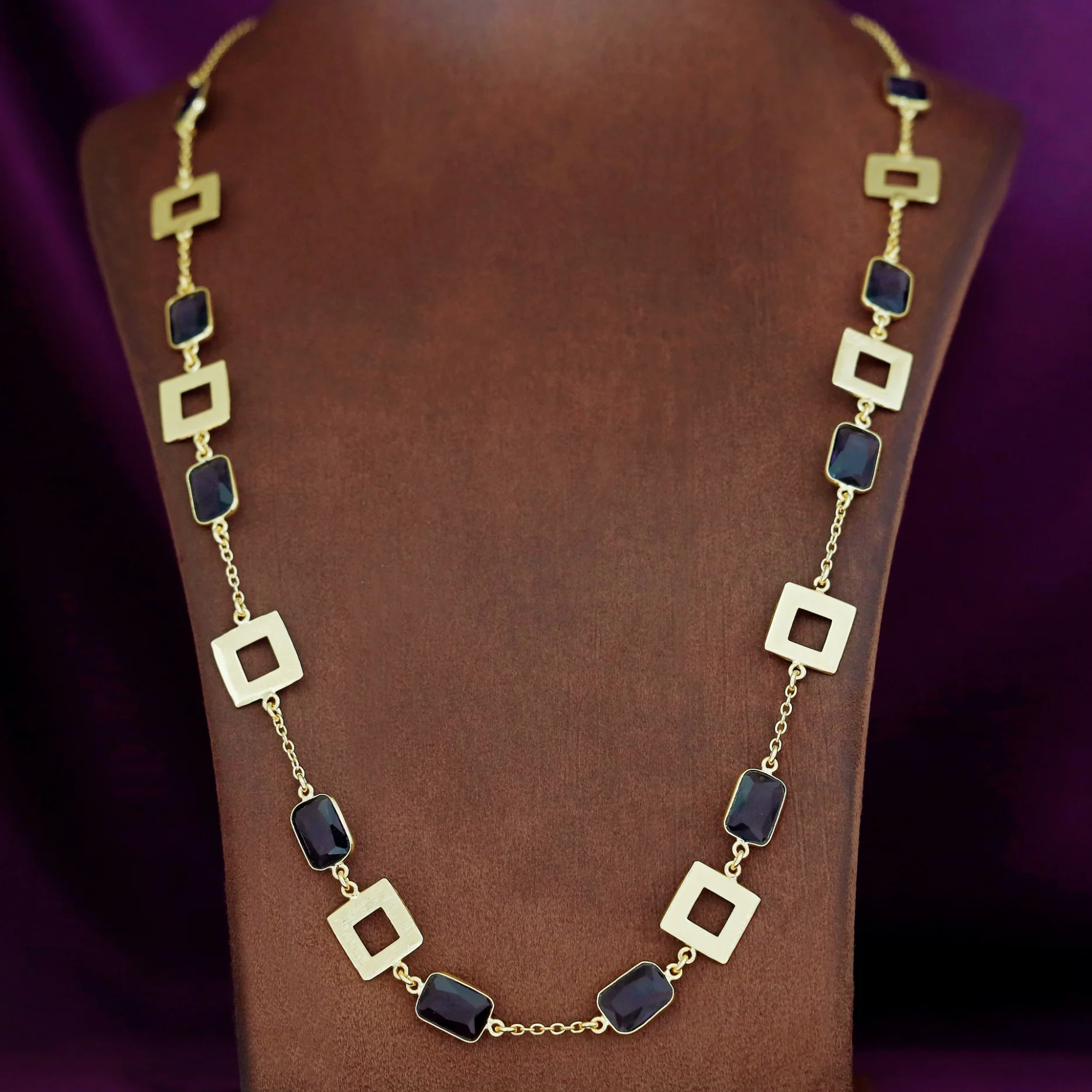 Melena Glossy Rectangle Long Neckpiece - Image 6