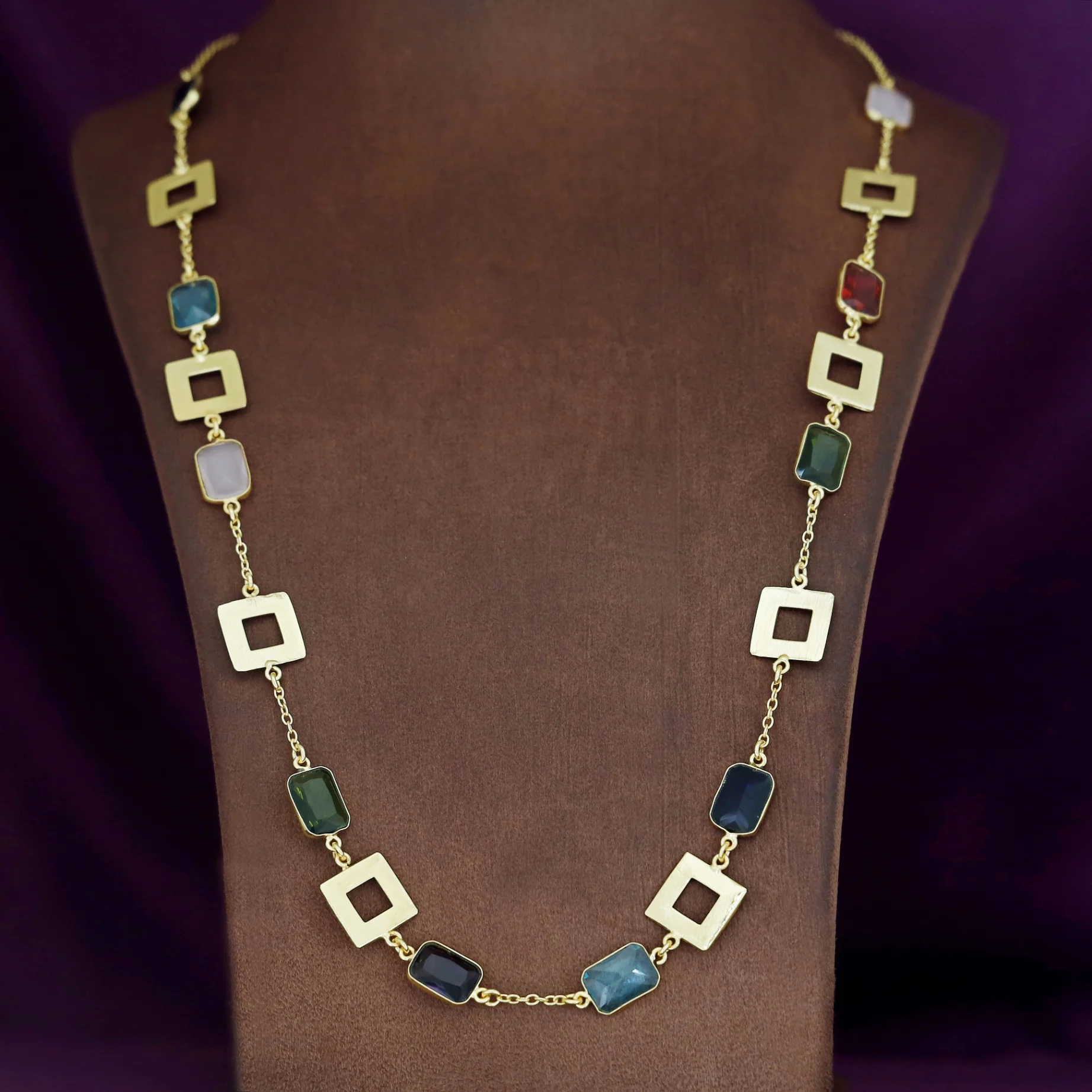 Melena Glossy Rectangle Long Neckpiece - Image 8