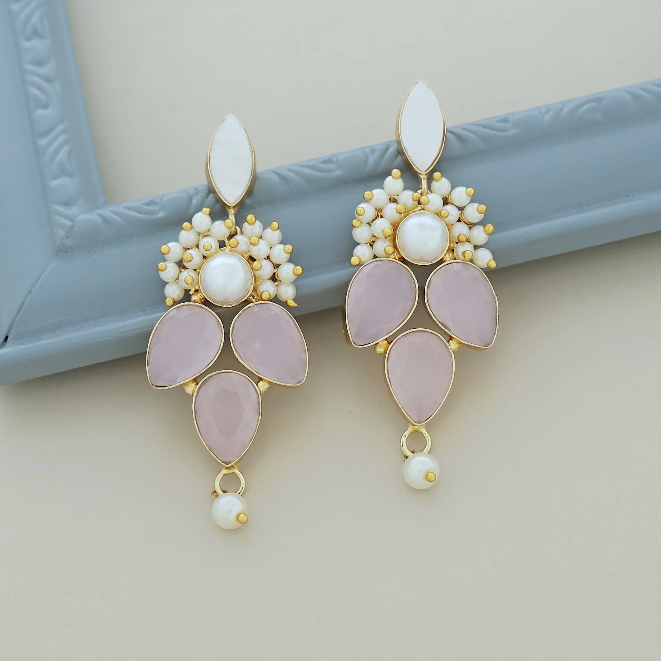 Magena Pearl Drop Glossy Stone Earring - Image 10
