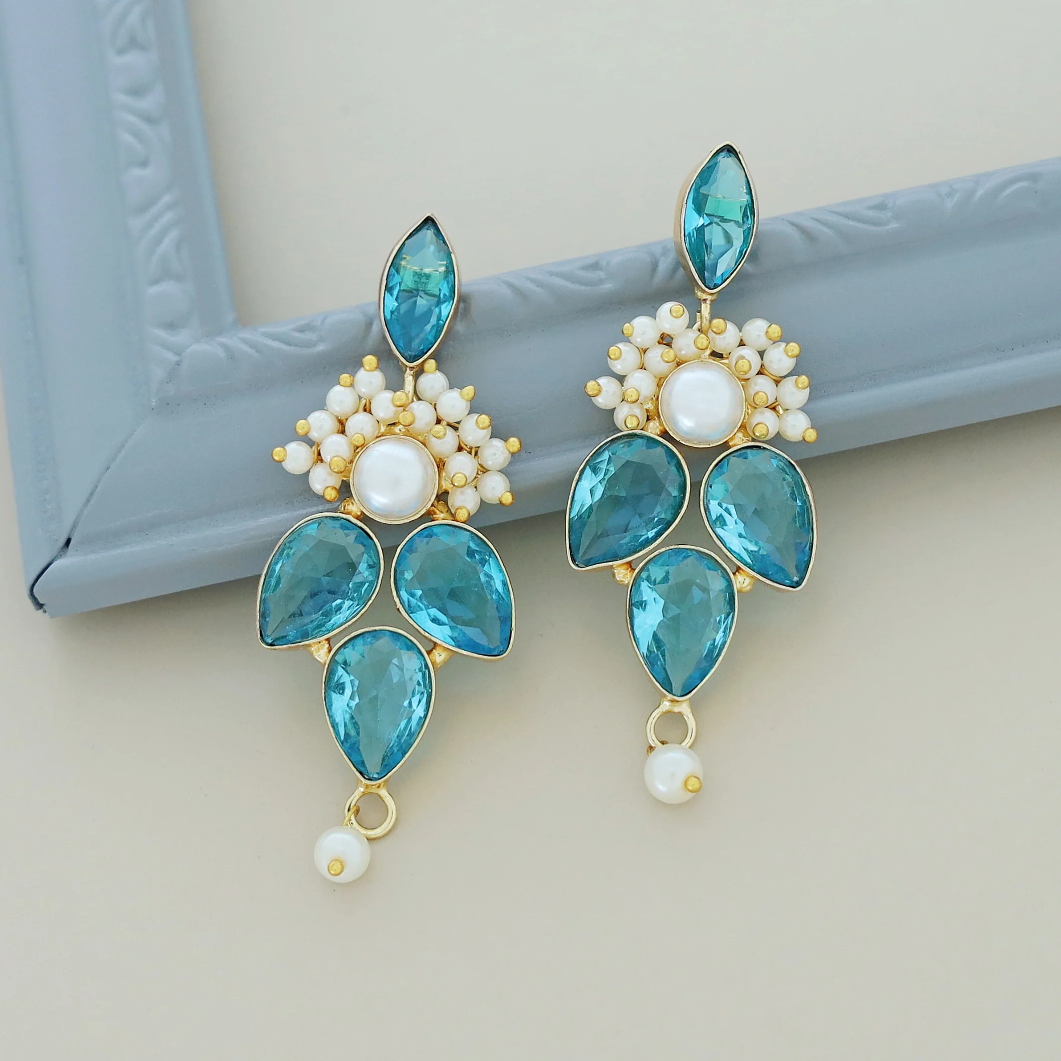 Magena Pearl Drop Glossy Stone Earring - Image 6