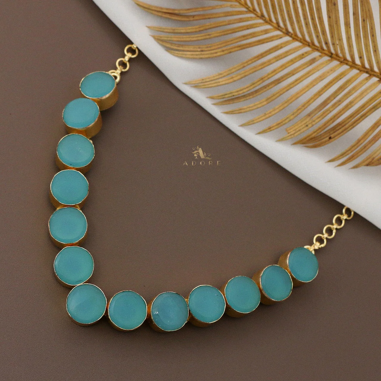 Mahila Round Raw Stone Neckpiece (Colour Options) - Image 14