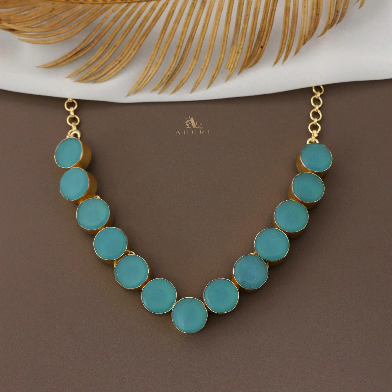 Mahila Round Raw Stone Neckpiece (Colour Options) - Image 15
