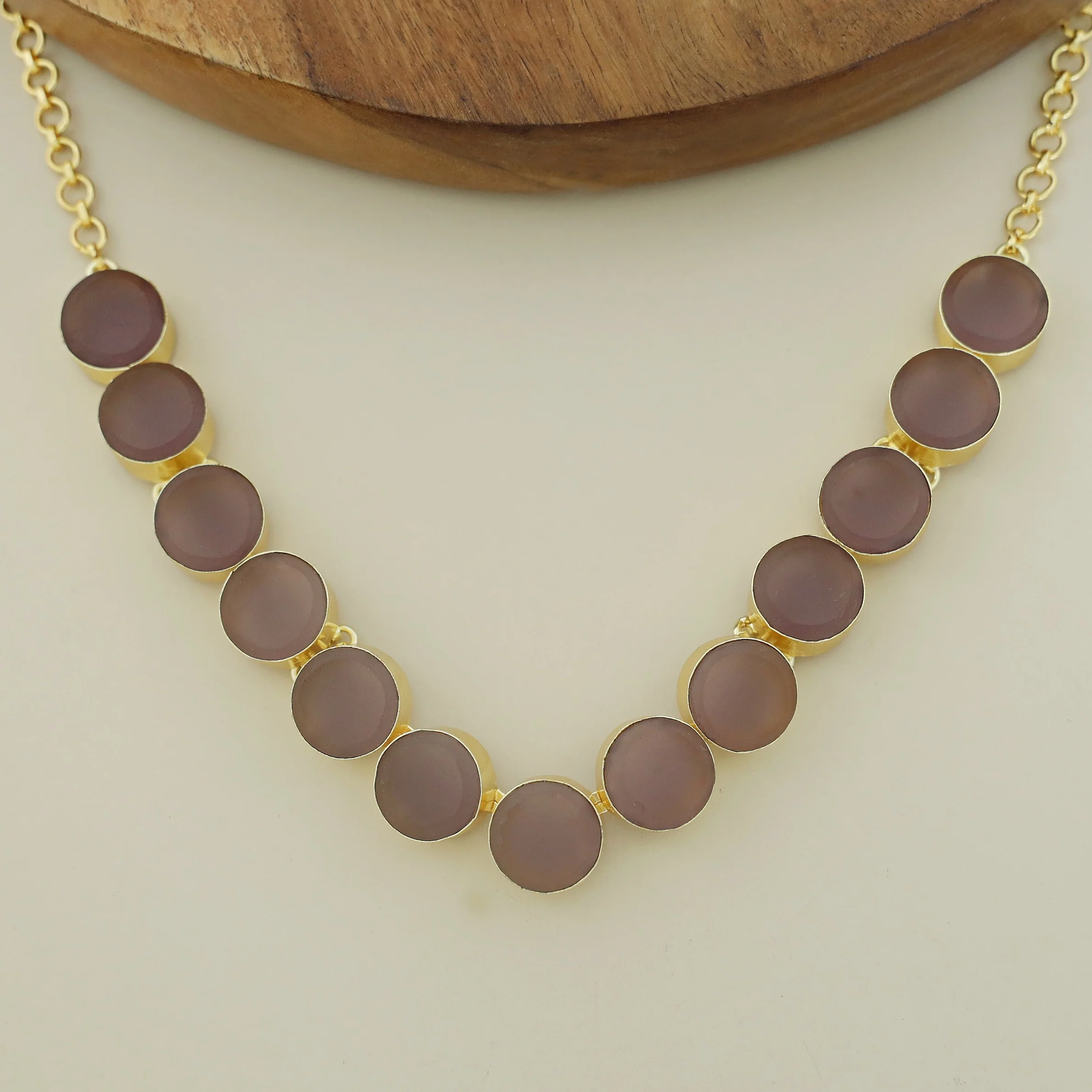 Mahila Round Raw Stone Neckpiece (Colour Options) - Image 17