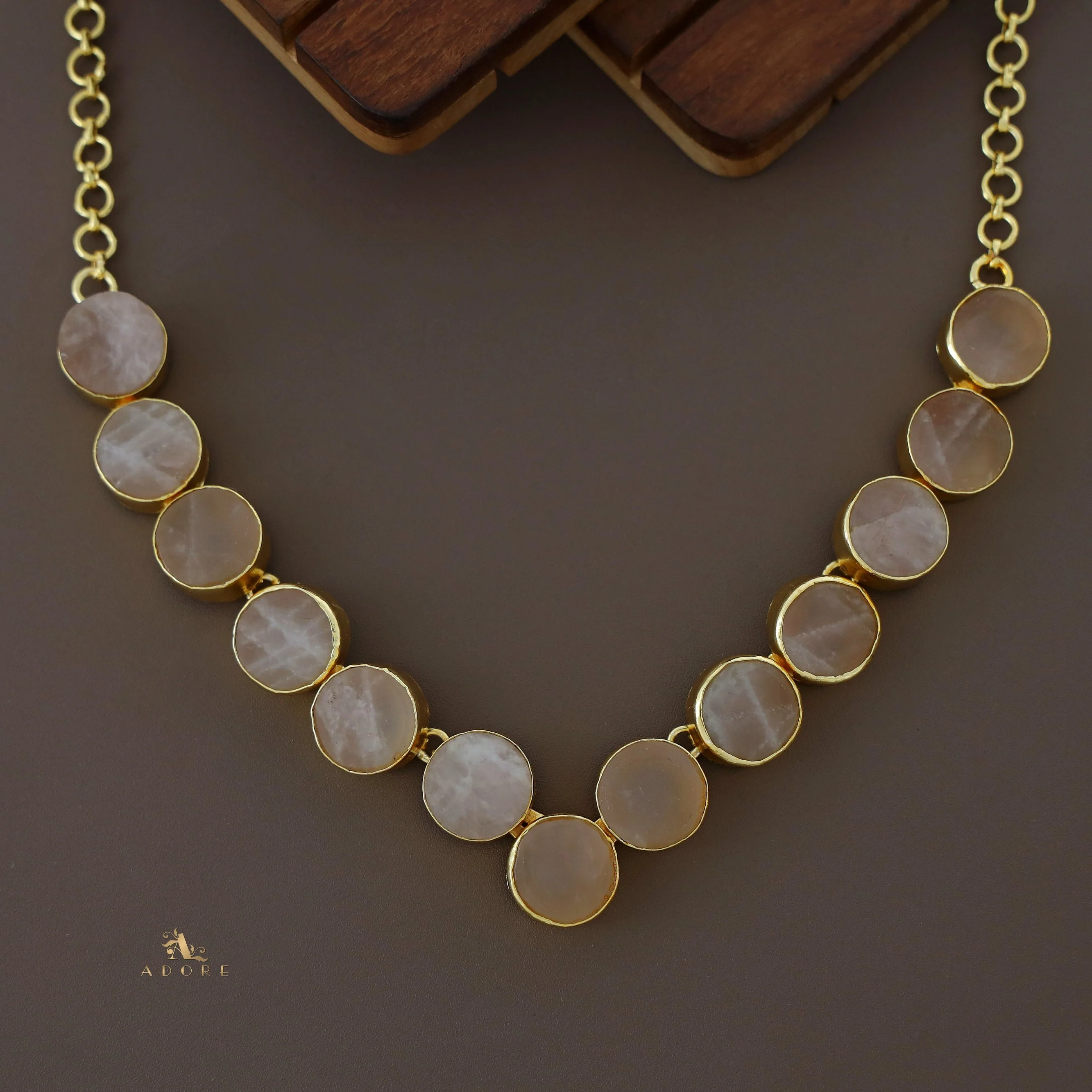Mahila Round Raw Stone Neckpiece (Colour Options) - Image 18