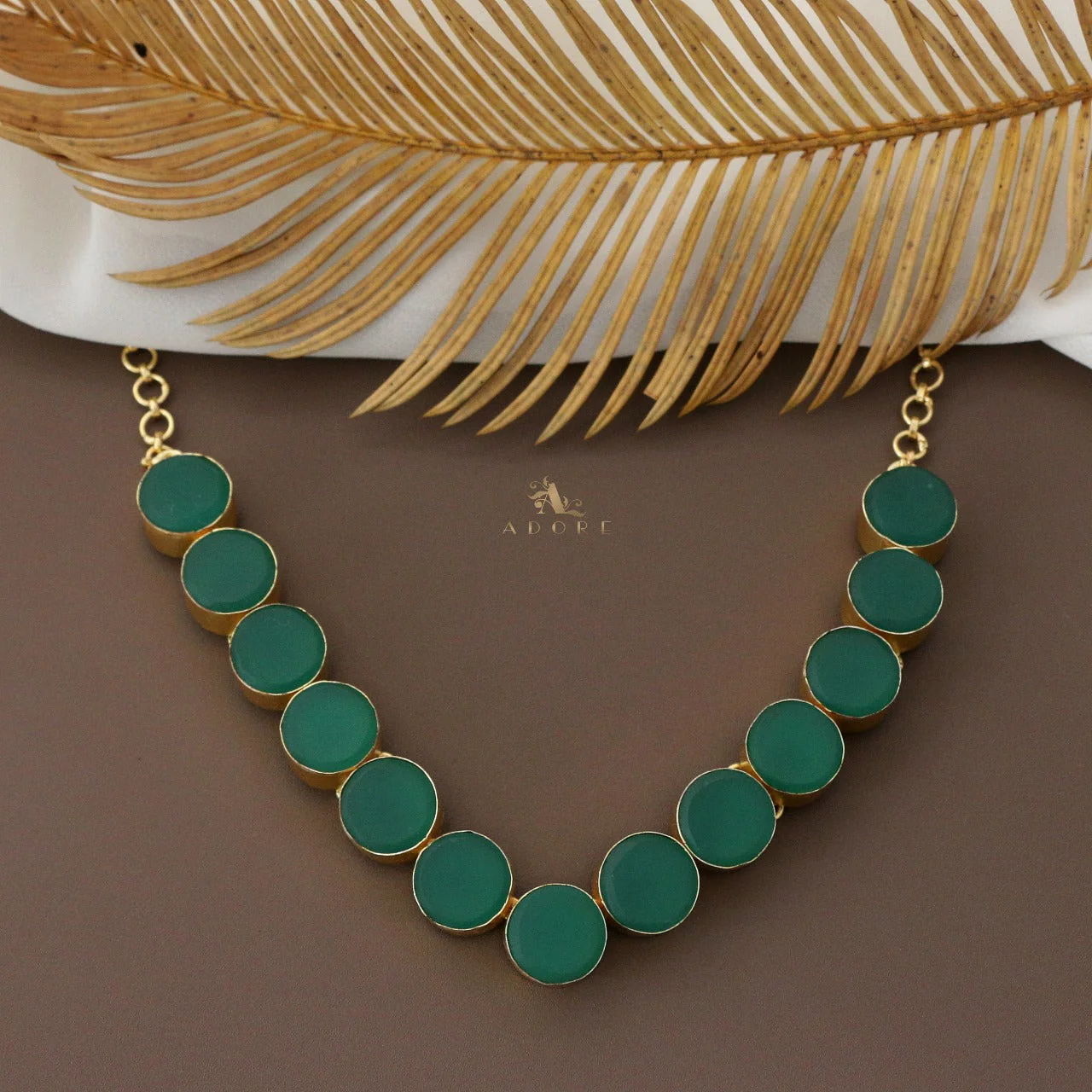 Mahila Round Raw Stone Neckpiece (Colour Options) - Image 2