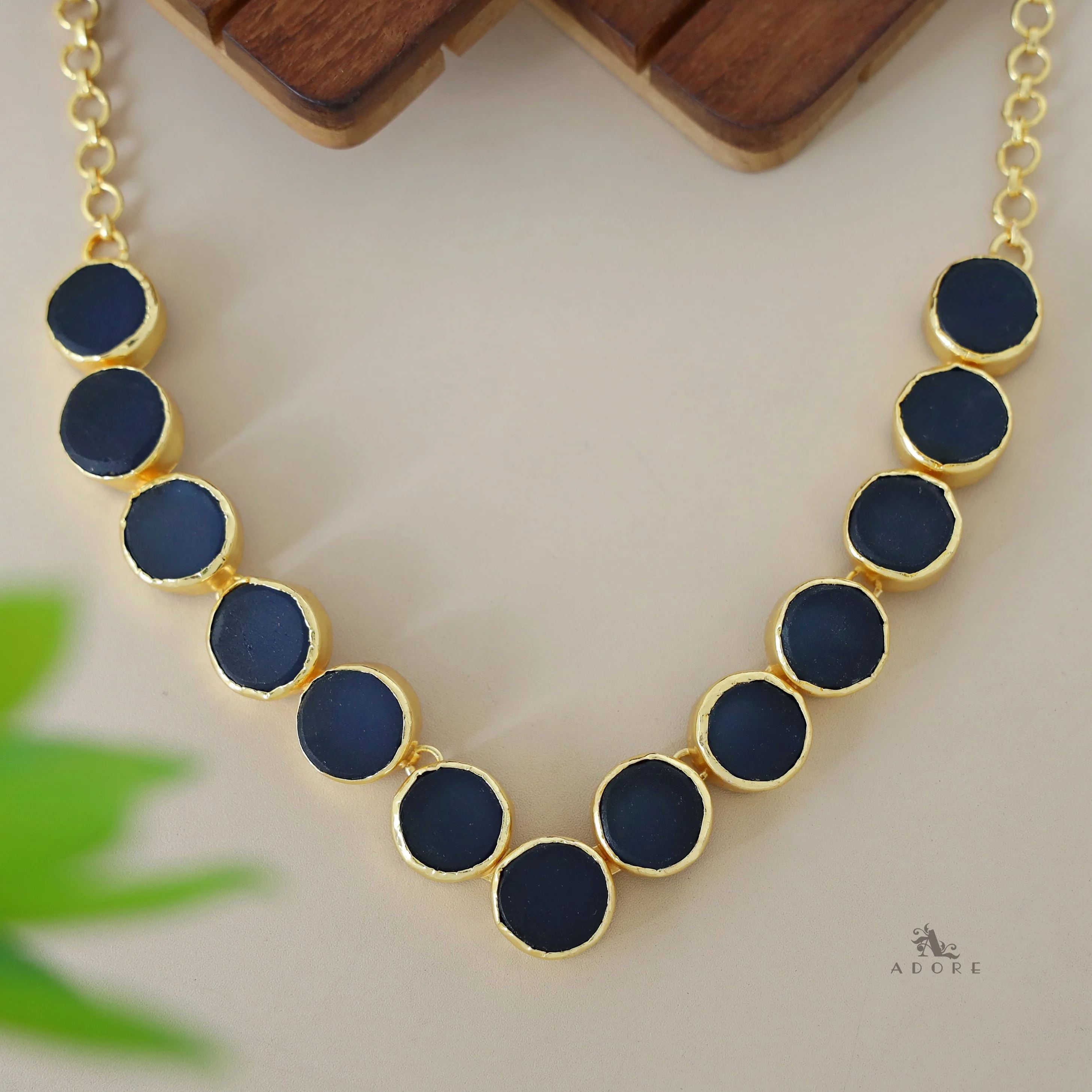 Mahila Round Raw Stone Neckpiece (Colour Options) - Image 20