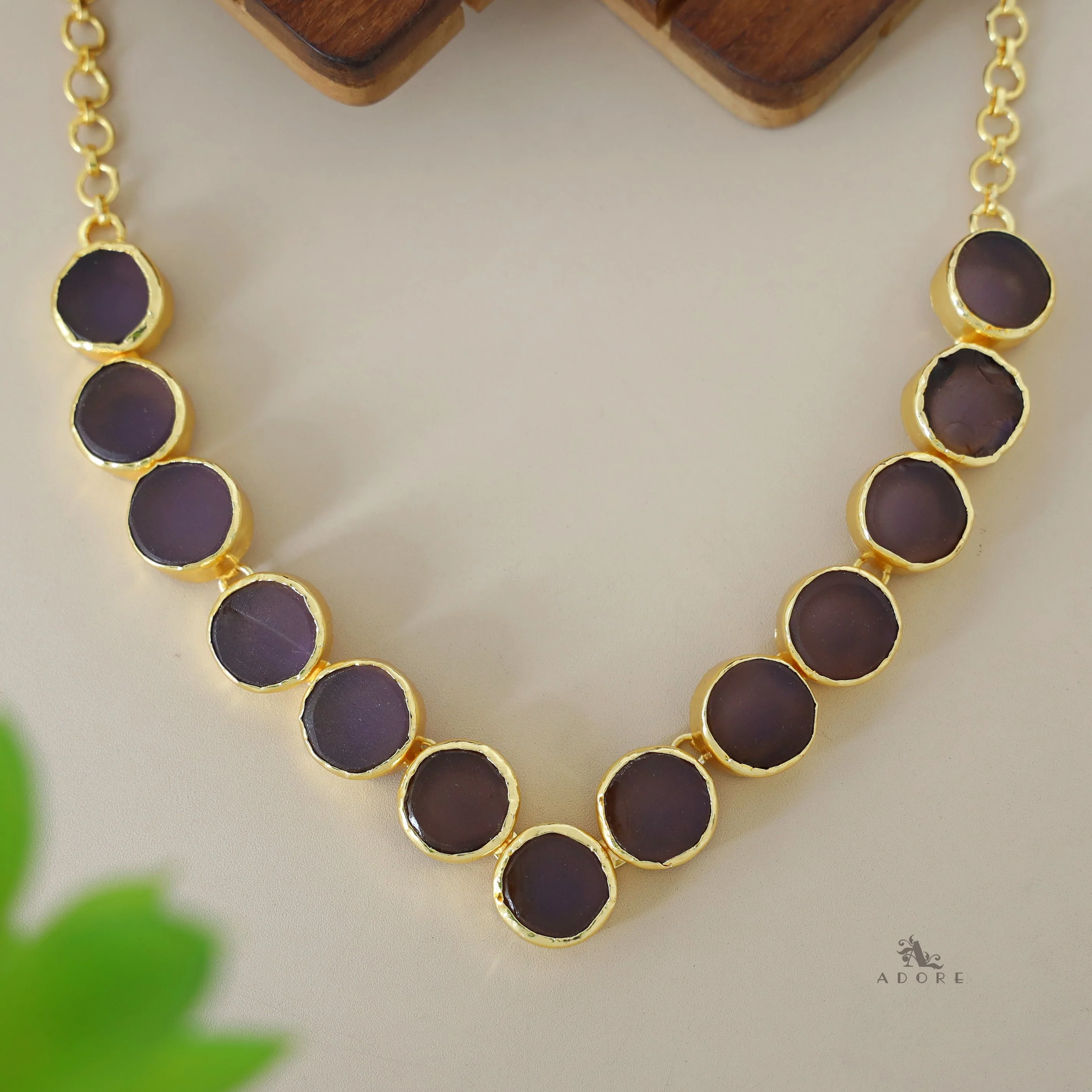 Mahila Round Raw Stone Neckpiece (Colour Options) - Image 21