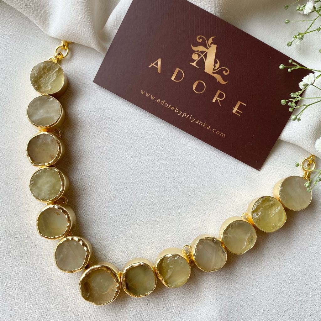Mahila Round Raw Stone Neckpiece (Colour Options) - Image 7