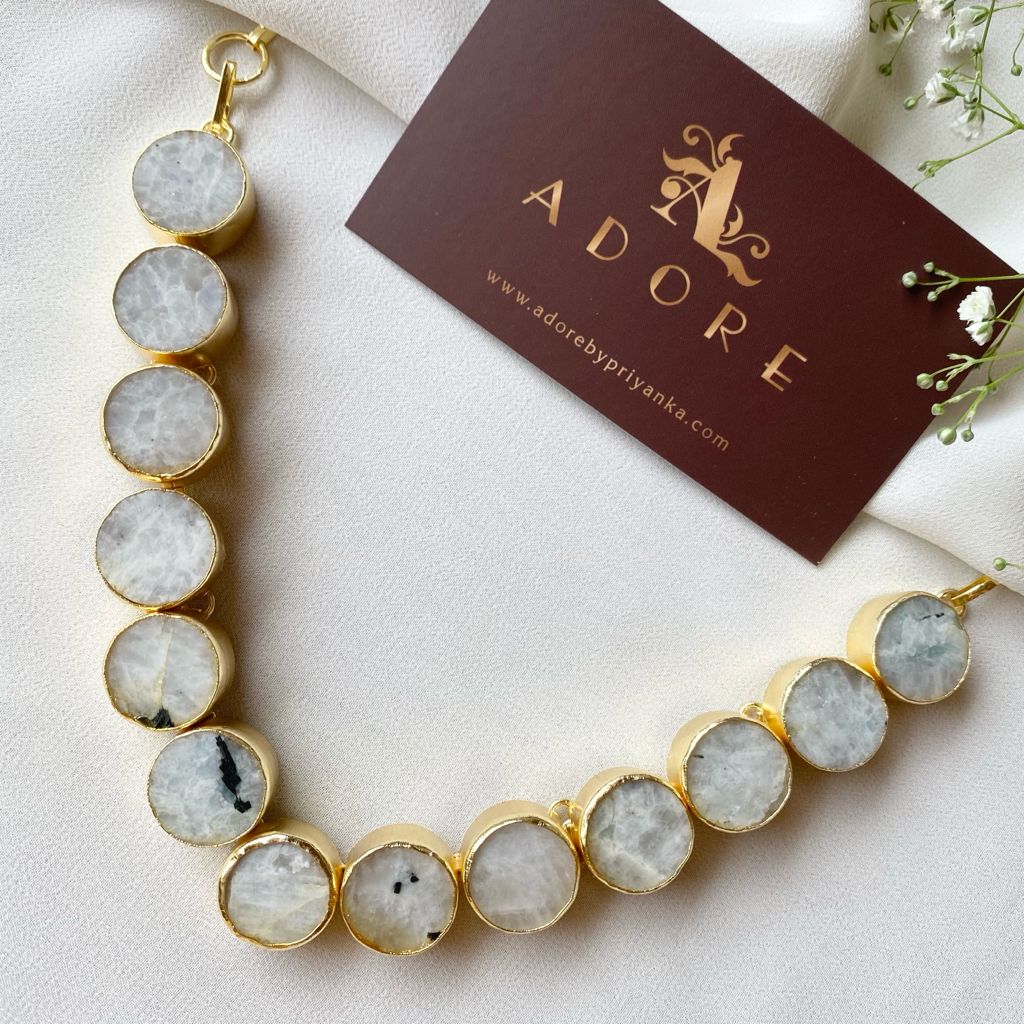 Mahila Round Raw Stone Neckpiece (Colour Options) - Image 8