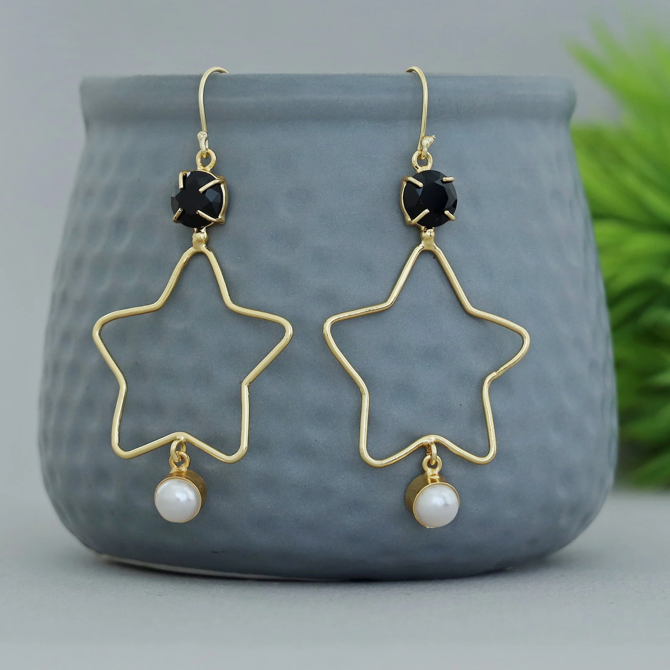 Malini Golden Star Glossy Pearl Drop - Image 2