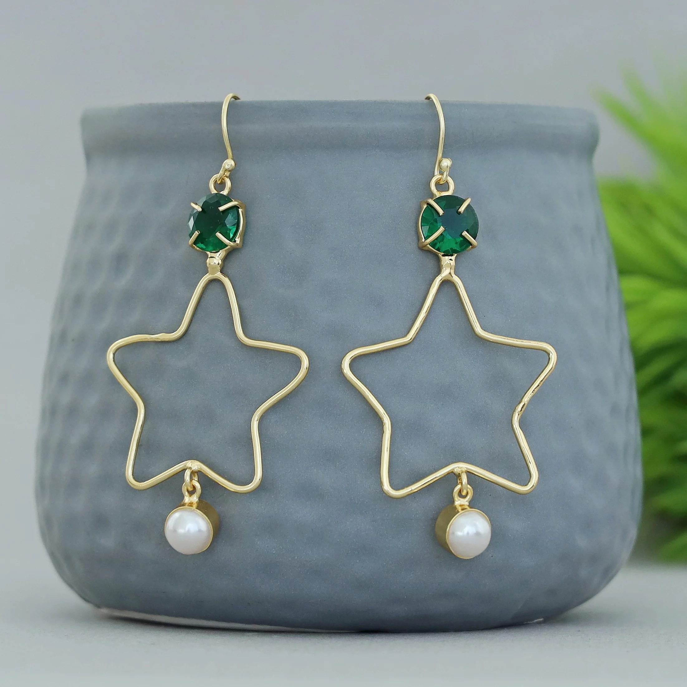 Malini Golden Star Glossy Pearl Drop - Image 3