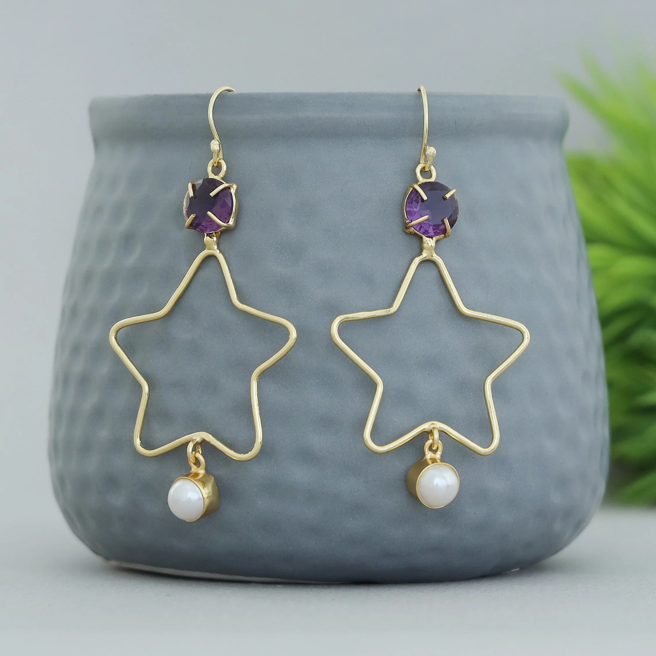 Malini Golden Star Glossy Pearl Drop - Image 5