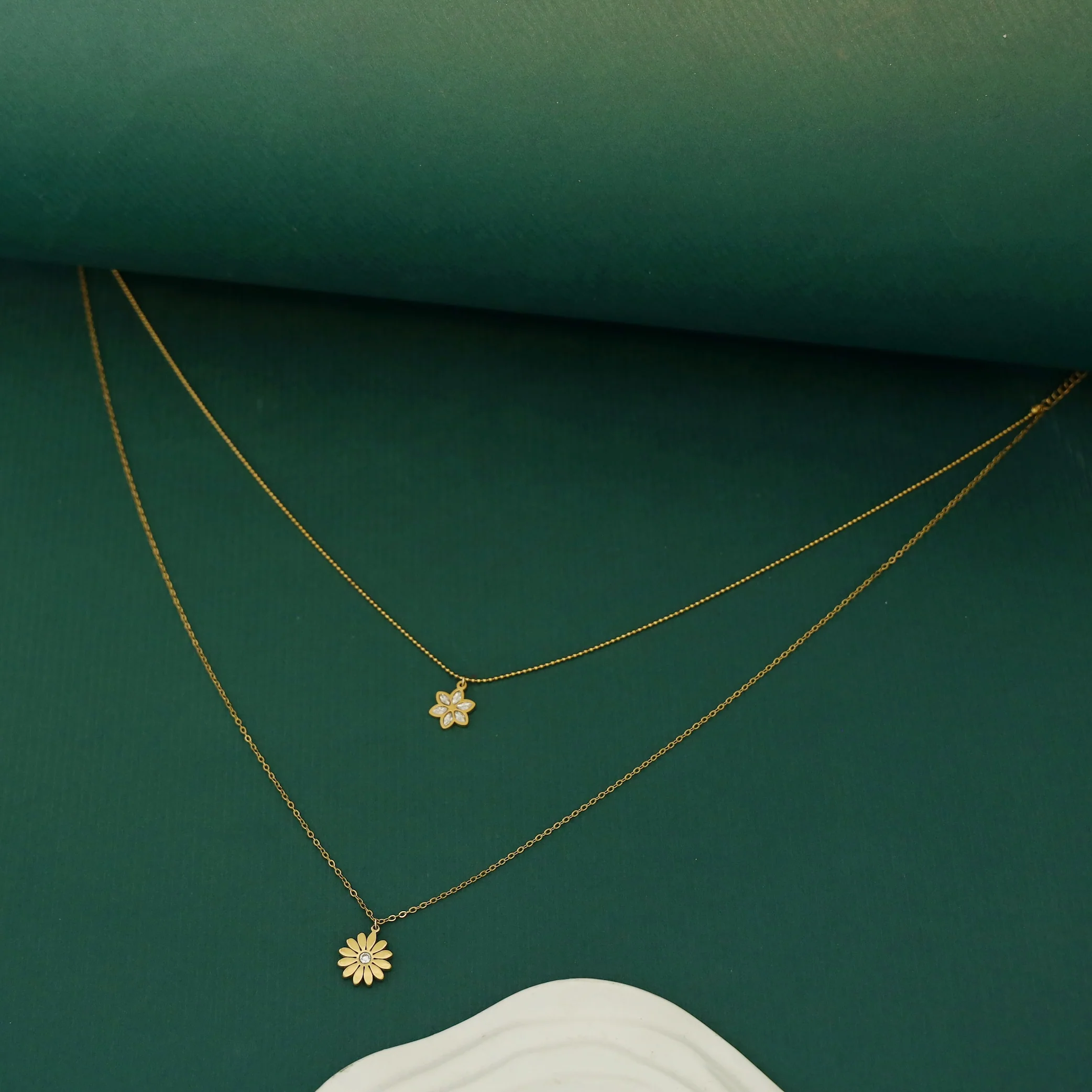 Manisa 2 Layer Dual Flower Neckpiece - Image 4