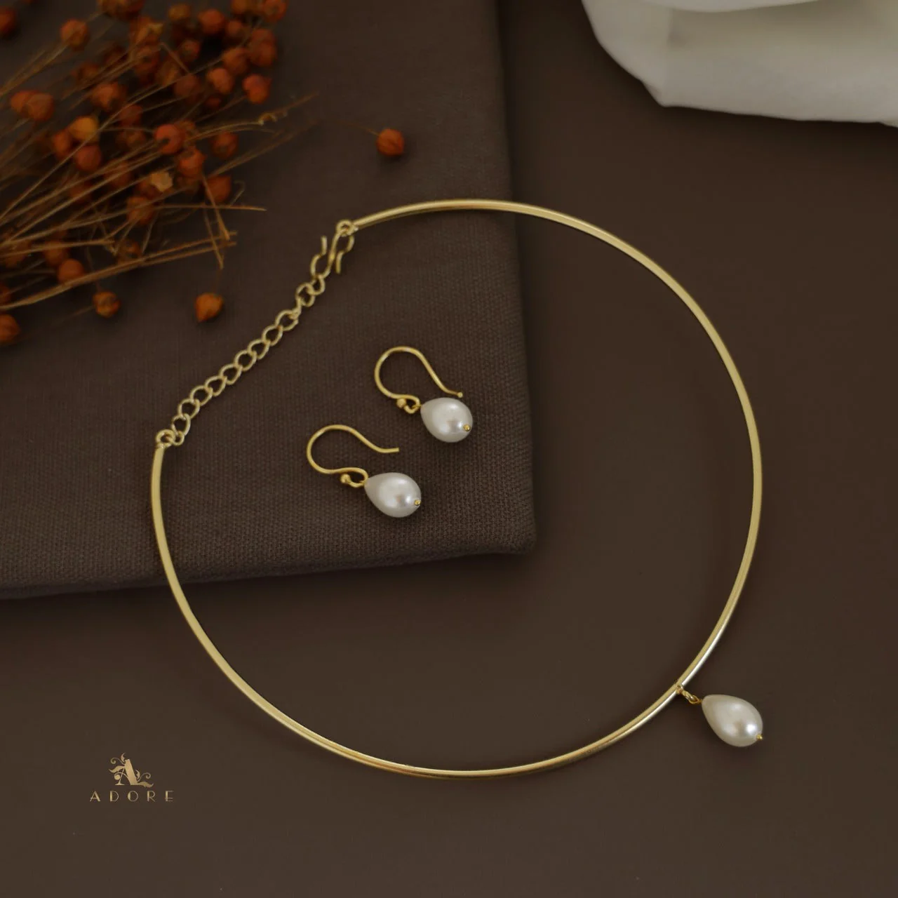 Margaret Pearl Neck Cuff With Earring - Image 3