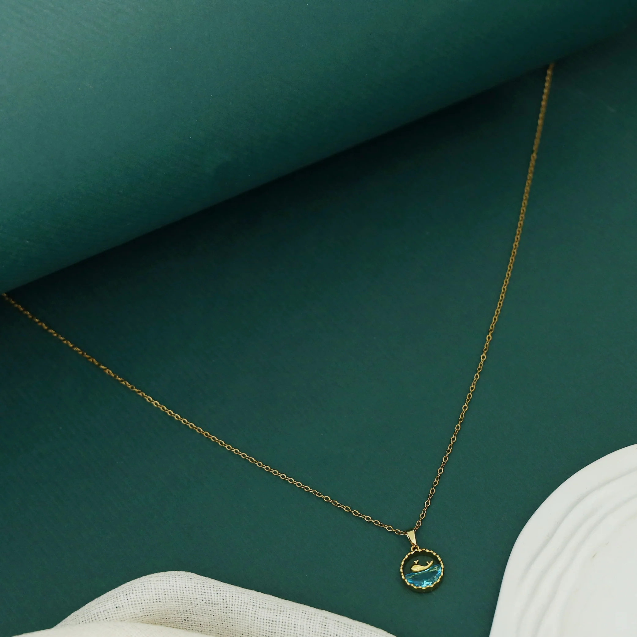 Marina Whale Blue Ocean Pendant Neckpiece - Image 3