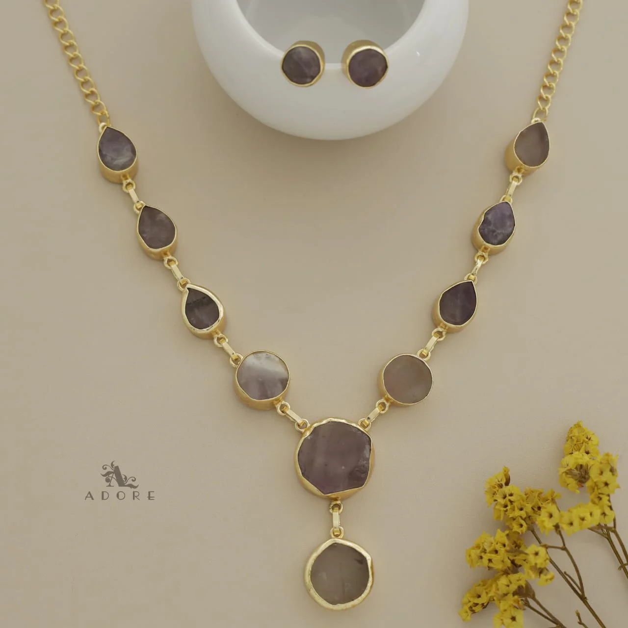 Marleigh Raw Stone Neckpiece With Stud - Image 17
