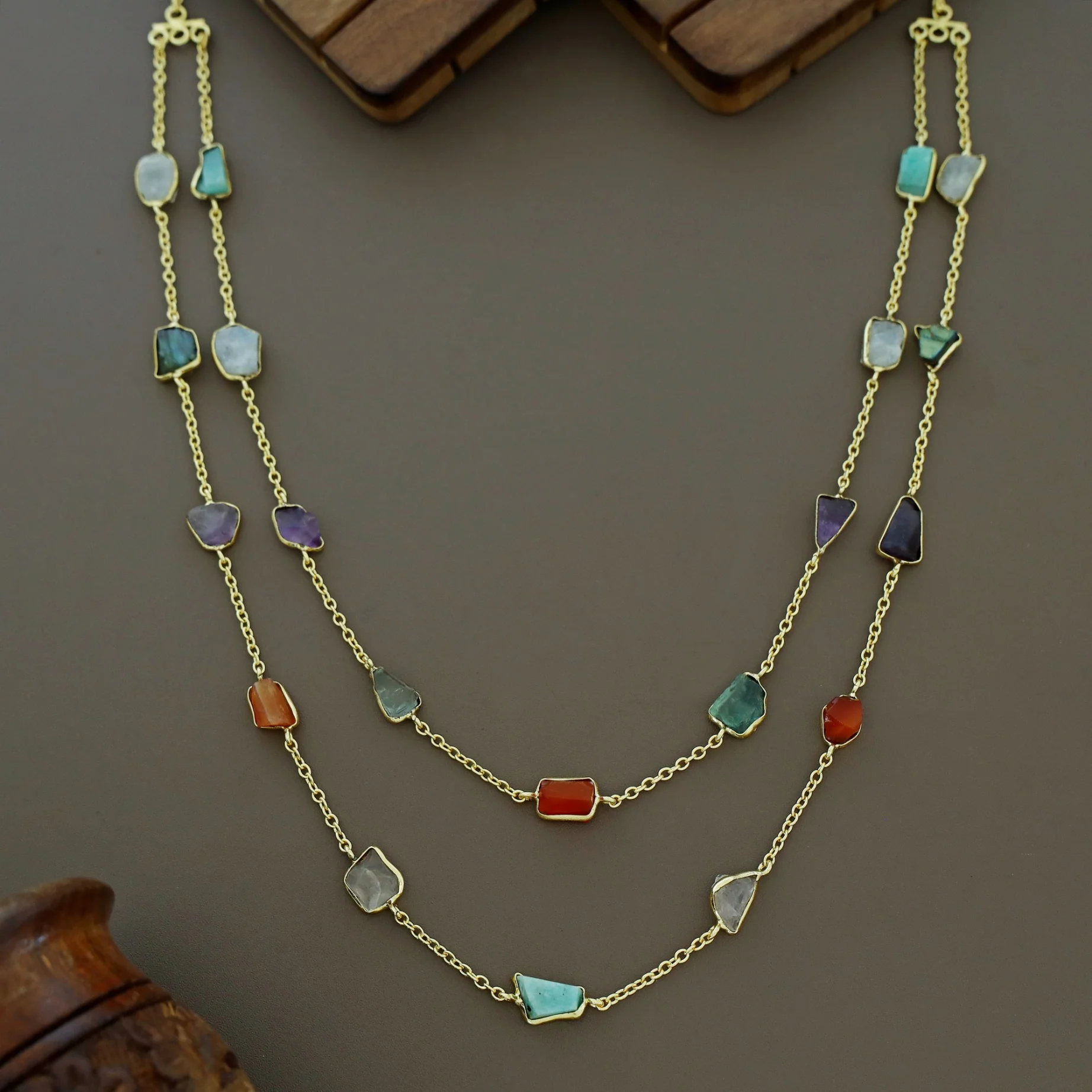 Mawar 2 Layer Raw Stone Neckpiece - Image 2