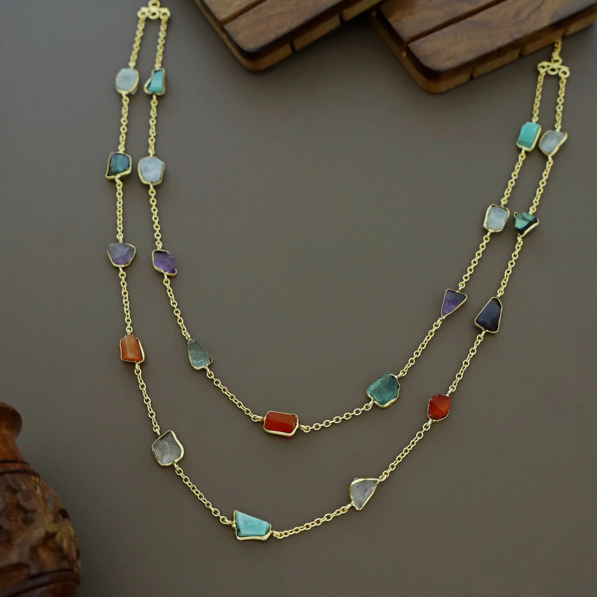 Mawar 2 Layer Raw Stone Neckpiece - Image 3