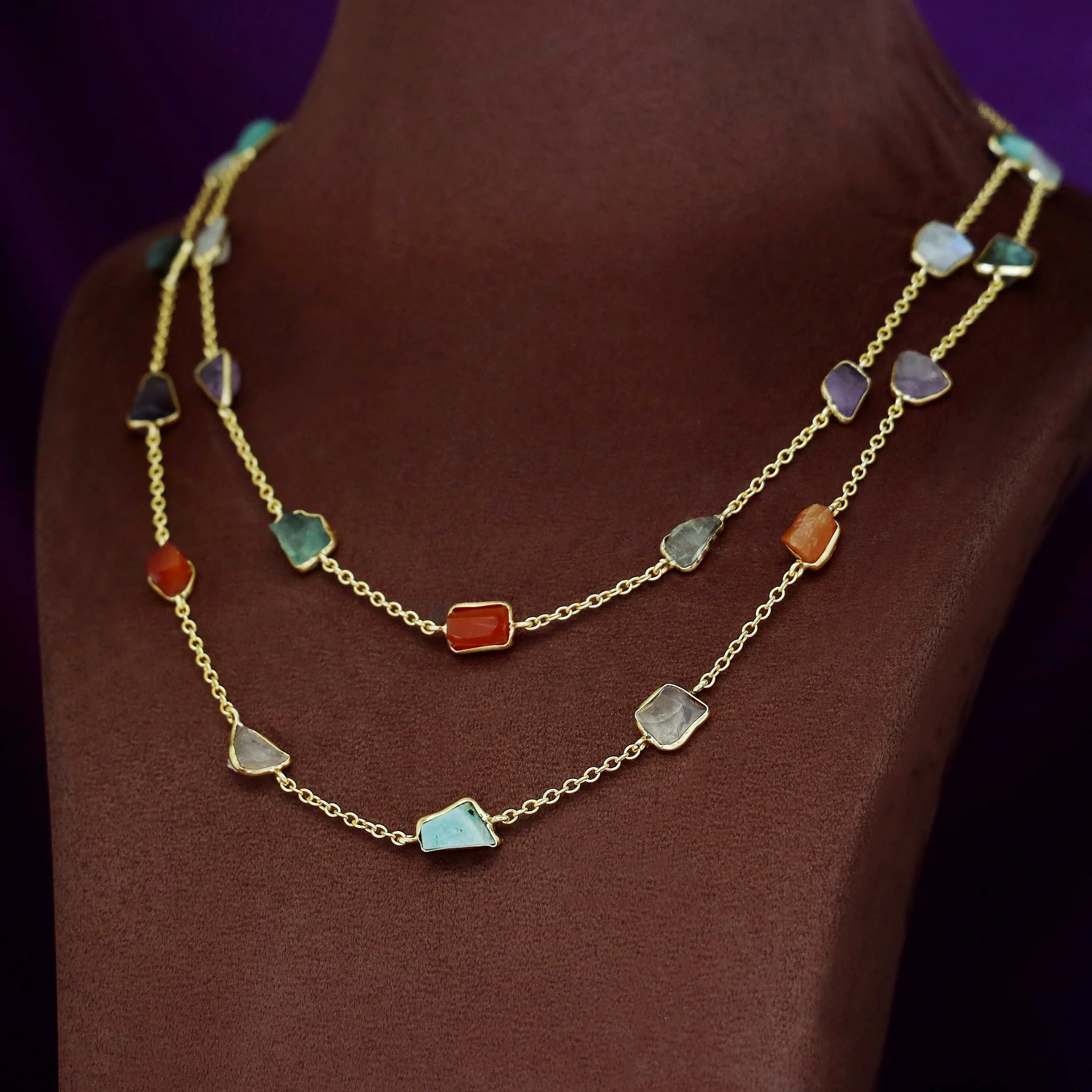 Mawar 2 Layer Raw Stone Neckpiece - Image 4