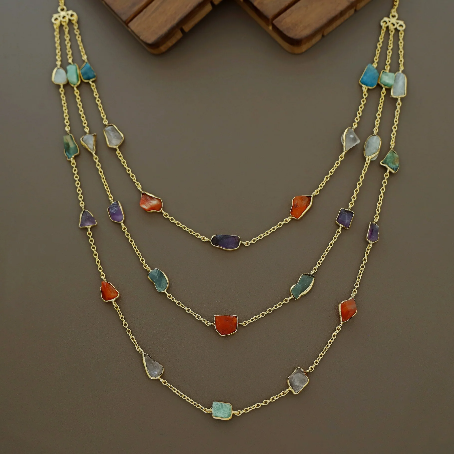 Mawar 3 Layer Raw Stone Neckpiece - Image 2