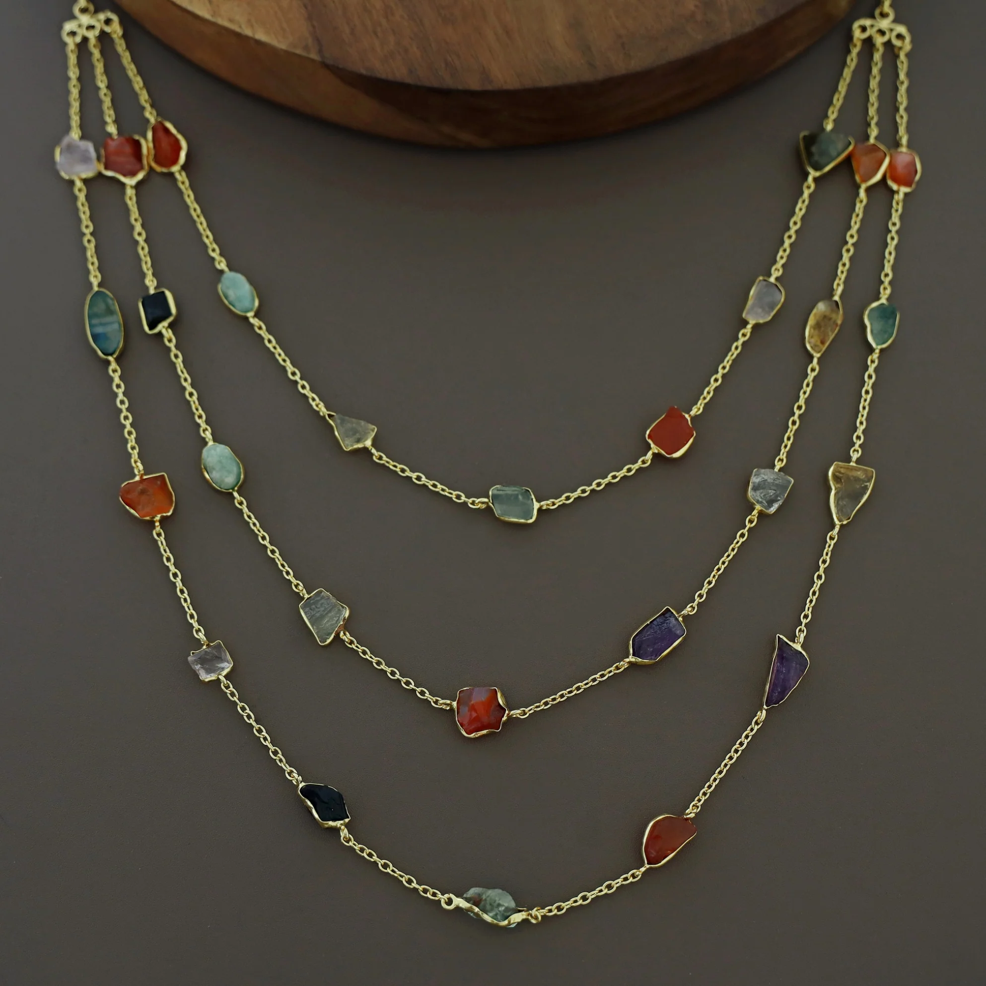 Mawar 3 Layer Raw Stone Neckpiece - Image 4