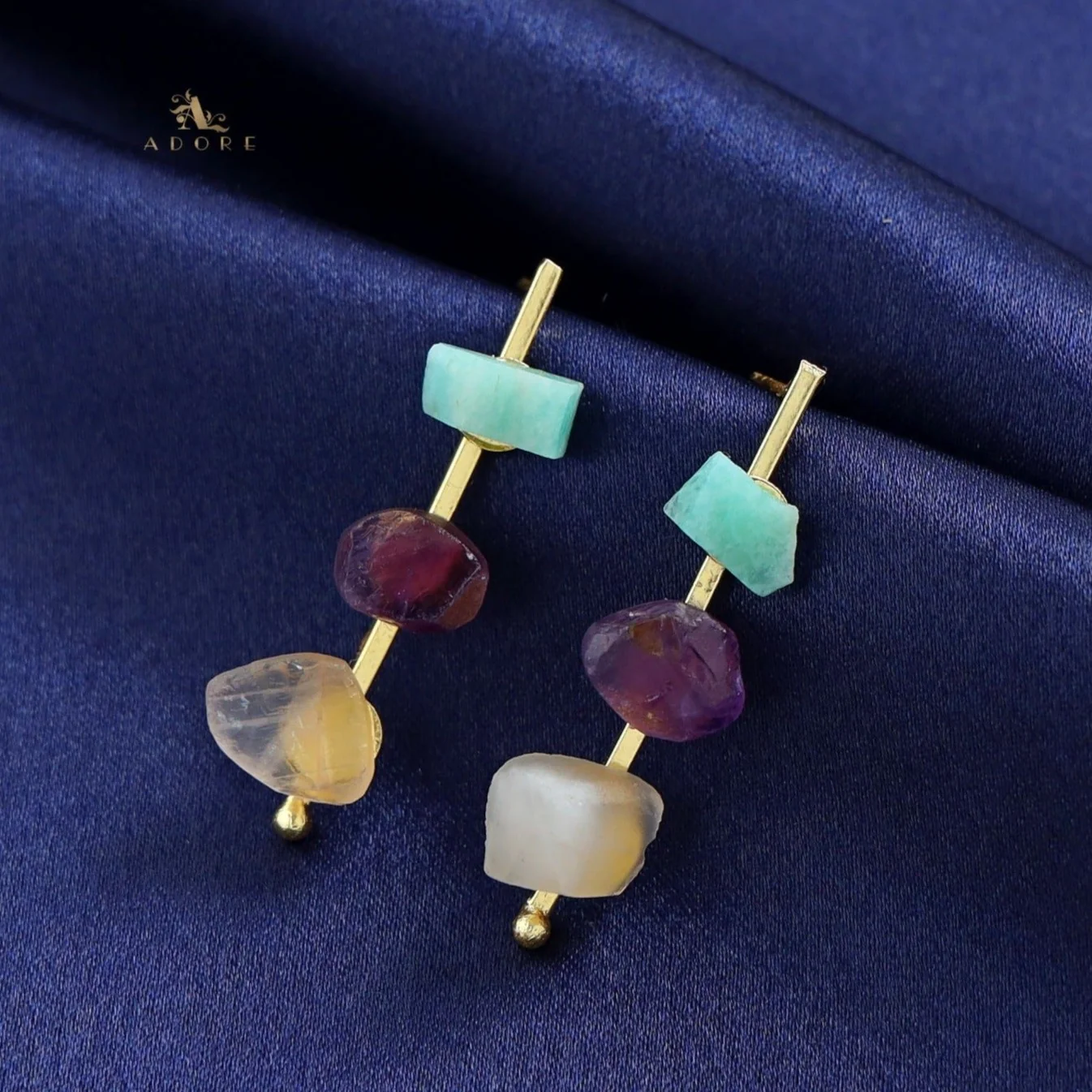 Mawar Tri Raw Stone Stick Earring - Image 11