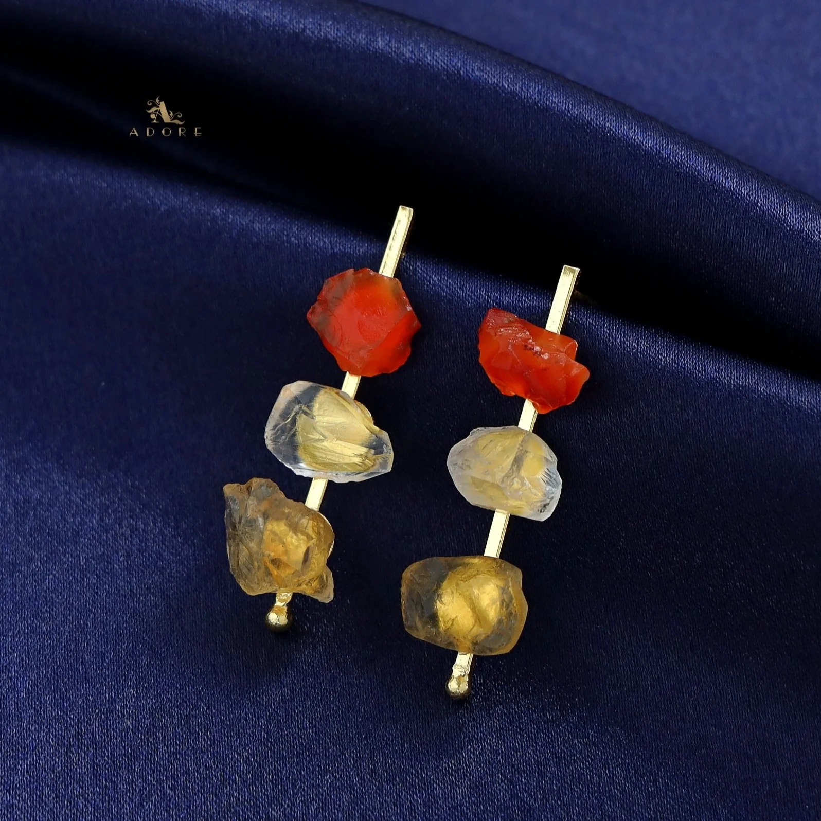 Mawar Tri Raw Stone Stick Earring - Image 14