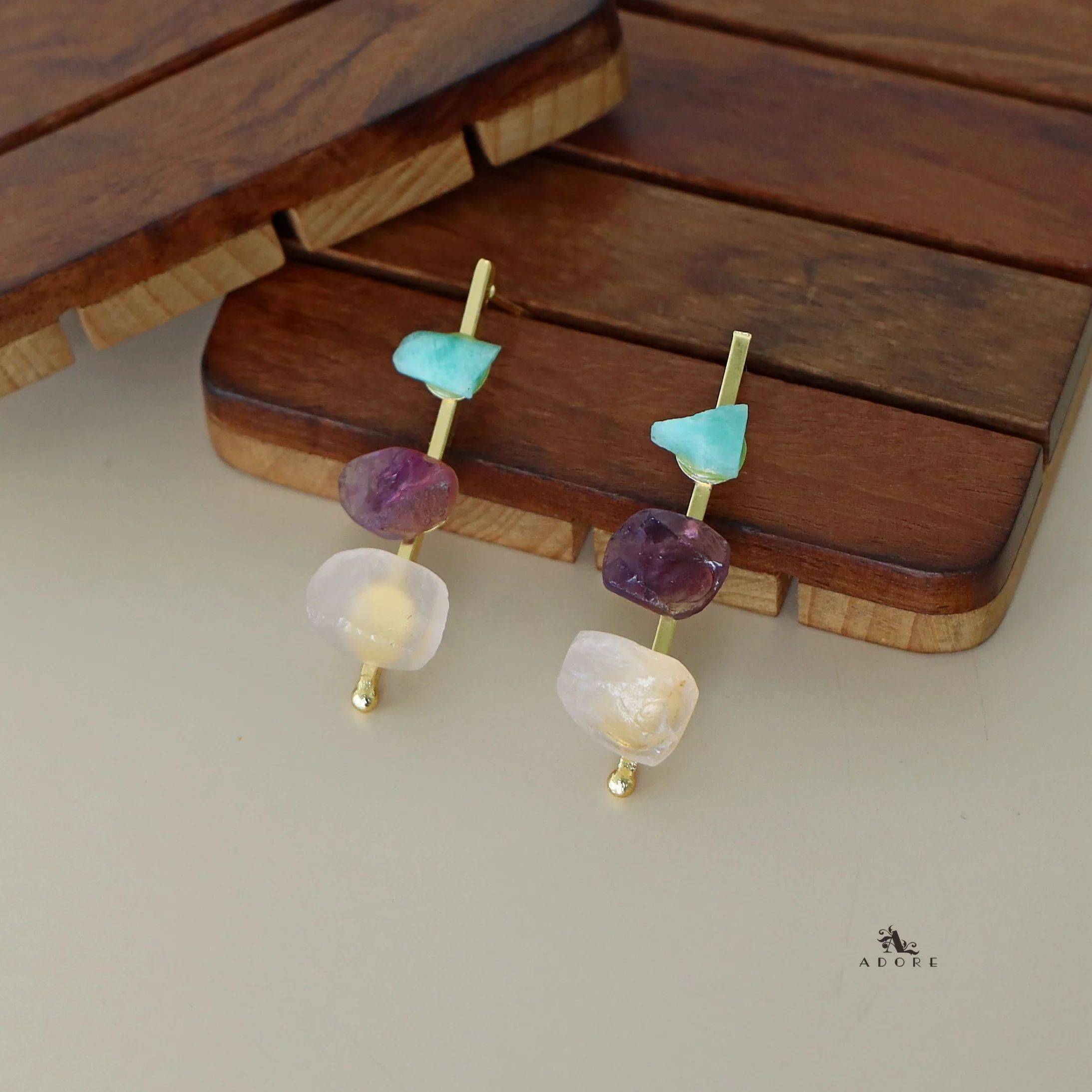 Mawar Tri Raw Stone Stick Earring - Image 17
