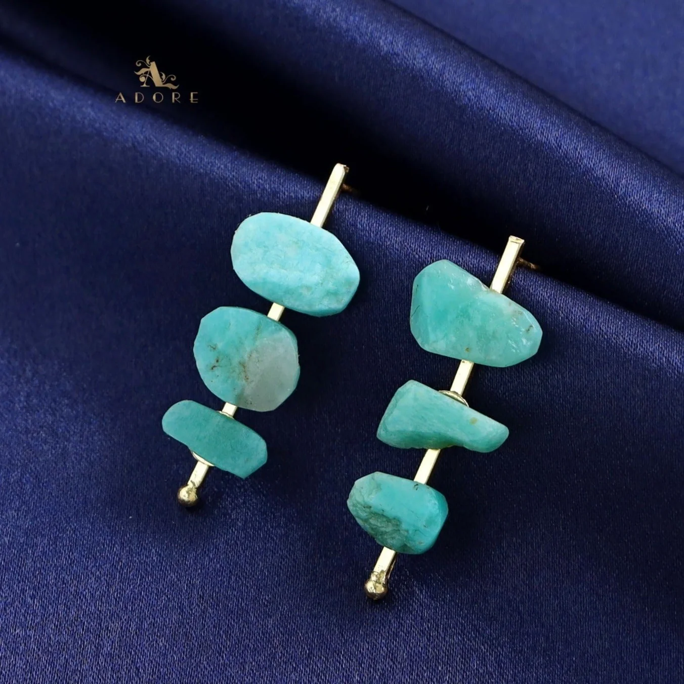 Mawar Tri Raw Stone Stick Earring - Image 2